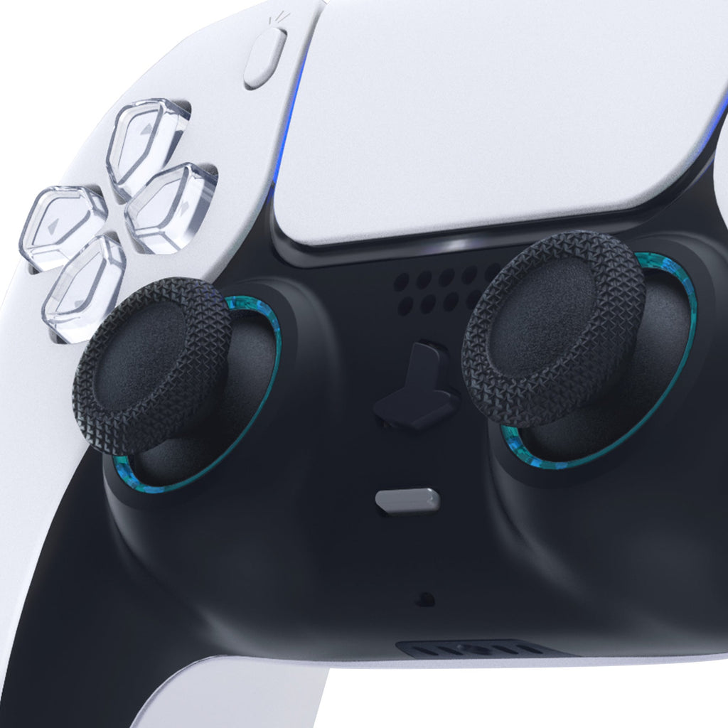 eXtremeRate Custom Replacement Accent Rings for PS5 Controller - Clear Cyan Blue eXtremeRate