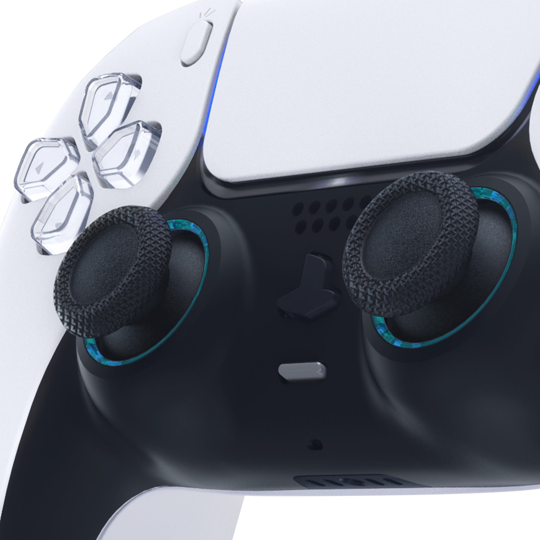 eXtremeRate Custom Replacement Accent Rings for PS5 Controller - Clear Cyan Blue eXtremeRate