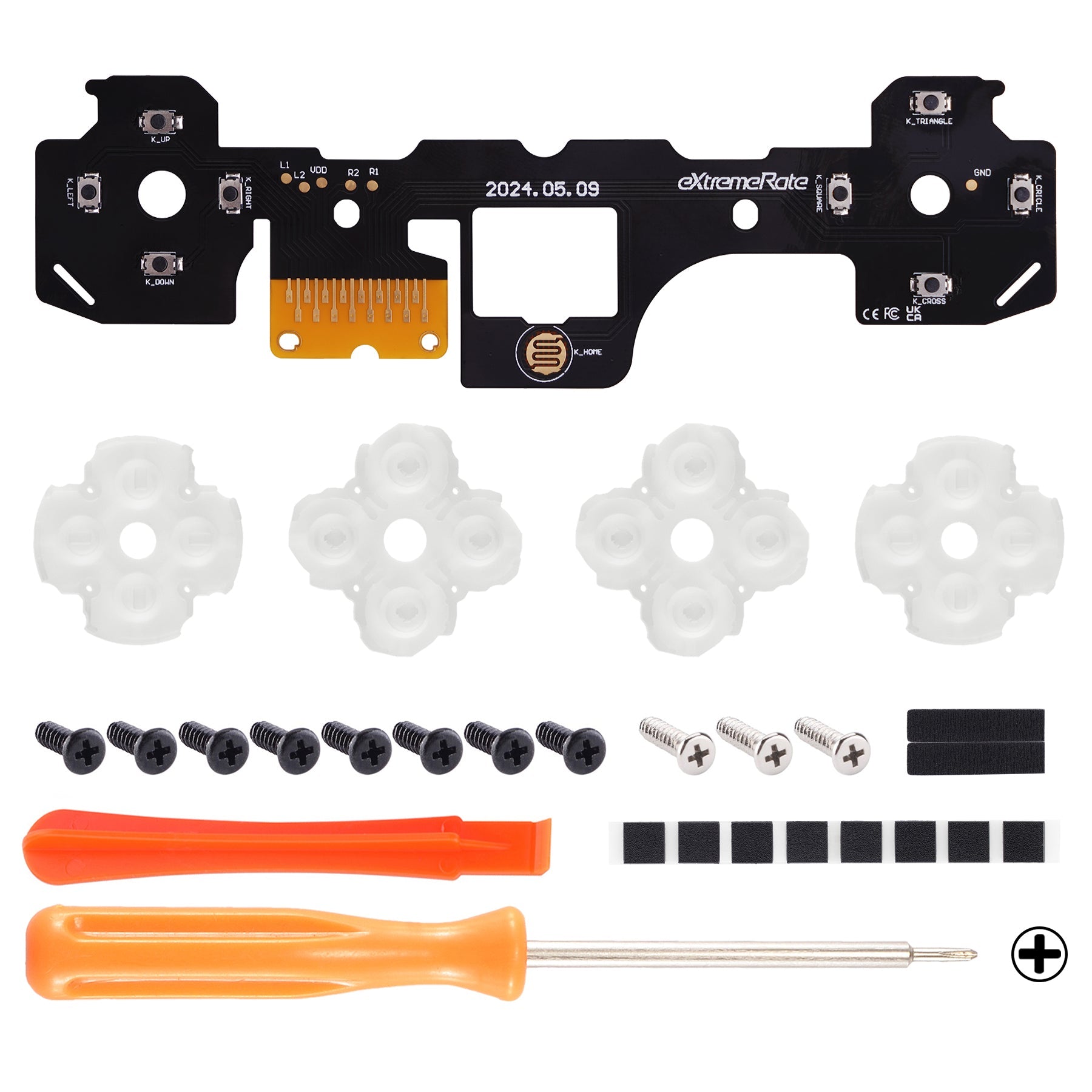 eXtremeRate Custom Tactile Dpad & Action Buttons Face Clicky Kit V3 for PS5 Controller BDM-030/040/050/060 eXtremeRate