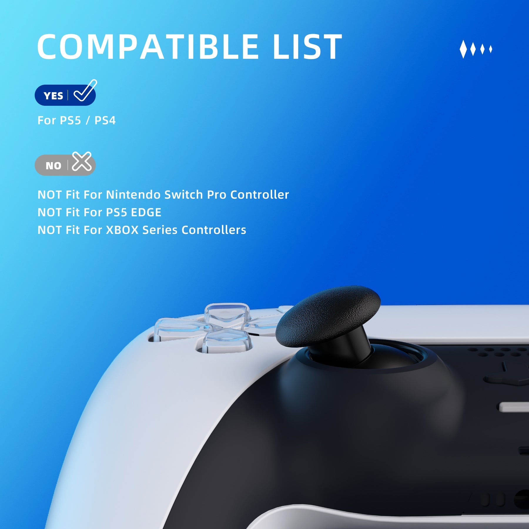 eXtremeRate EDGE Sticks Replacement Interchangeable Thumbsticks for PS5 & PS4 All Model Controllers - Black eXtremeRate