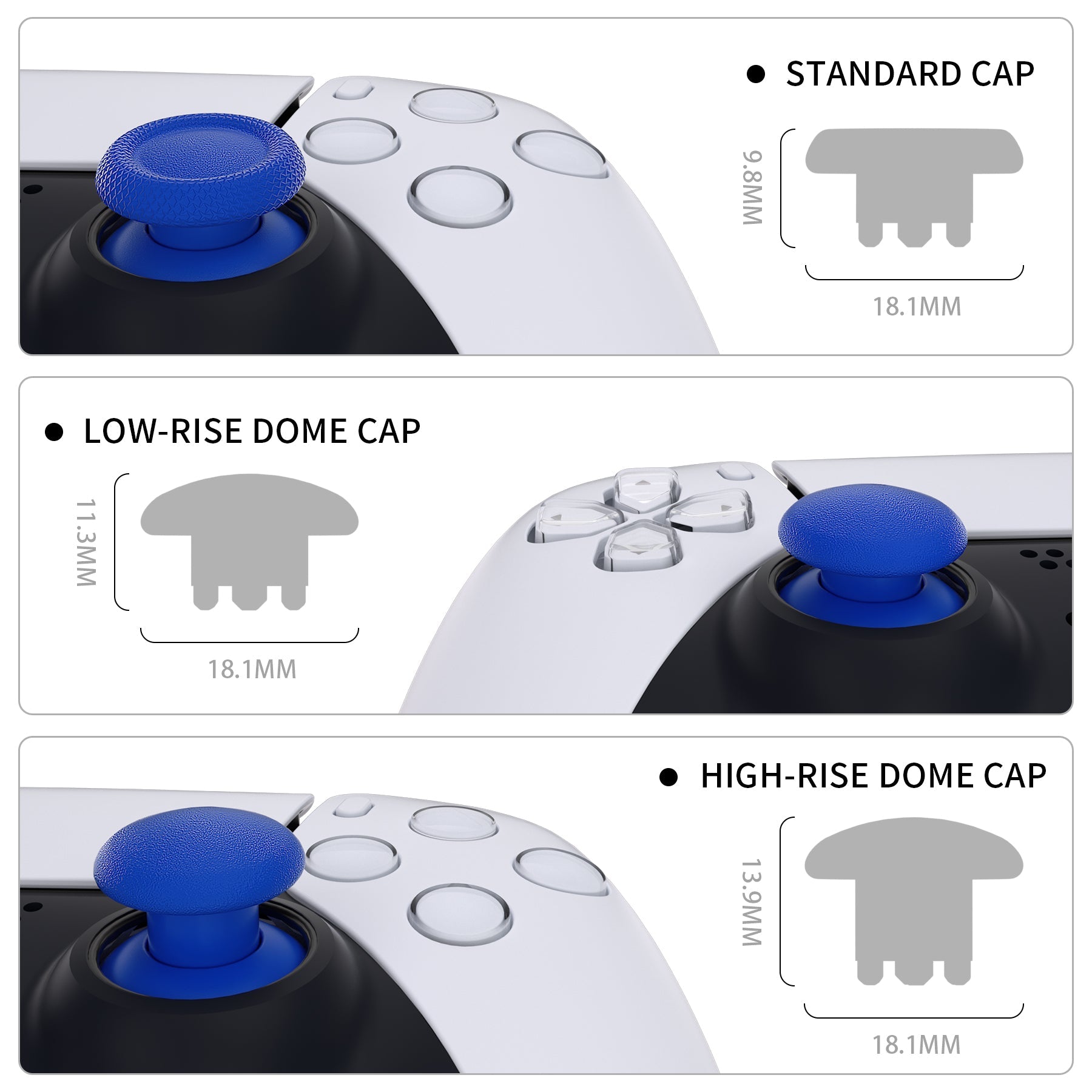 eXtremeRate EDGE Sticks Replacement Interchangeable Thumbsticks for PS5 & PS4 All Model Controllers - Blue eXtremeRate