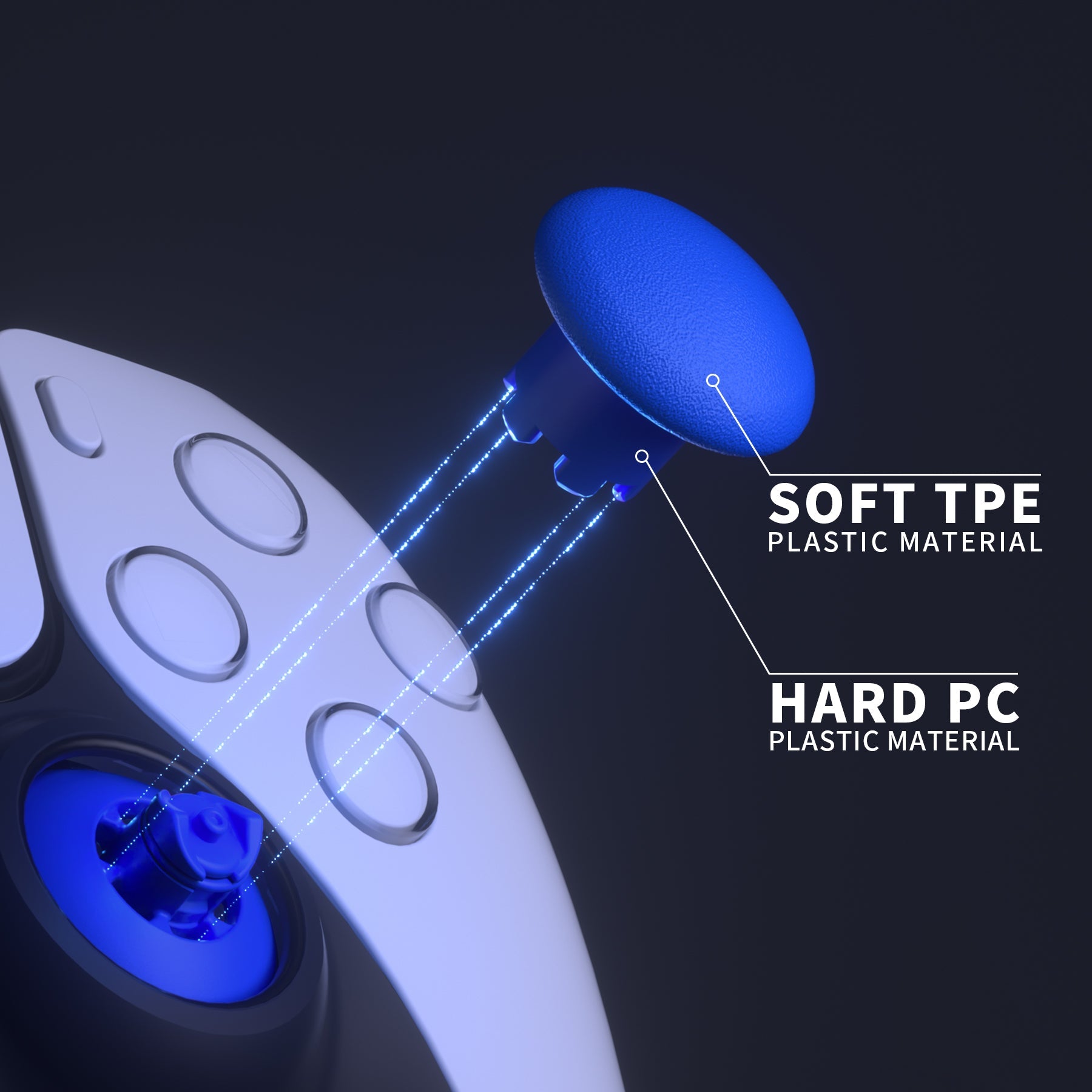 eXtremeRate EDGE Sticks Replacement Interchangeable Thumbsticks for PS5 & PS4 All Model Controllers - Blue eXtremeRate
