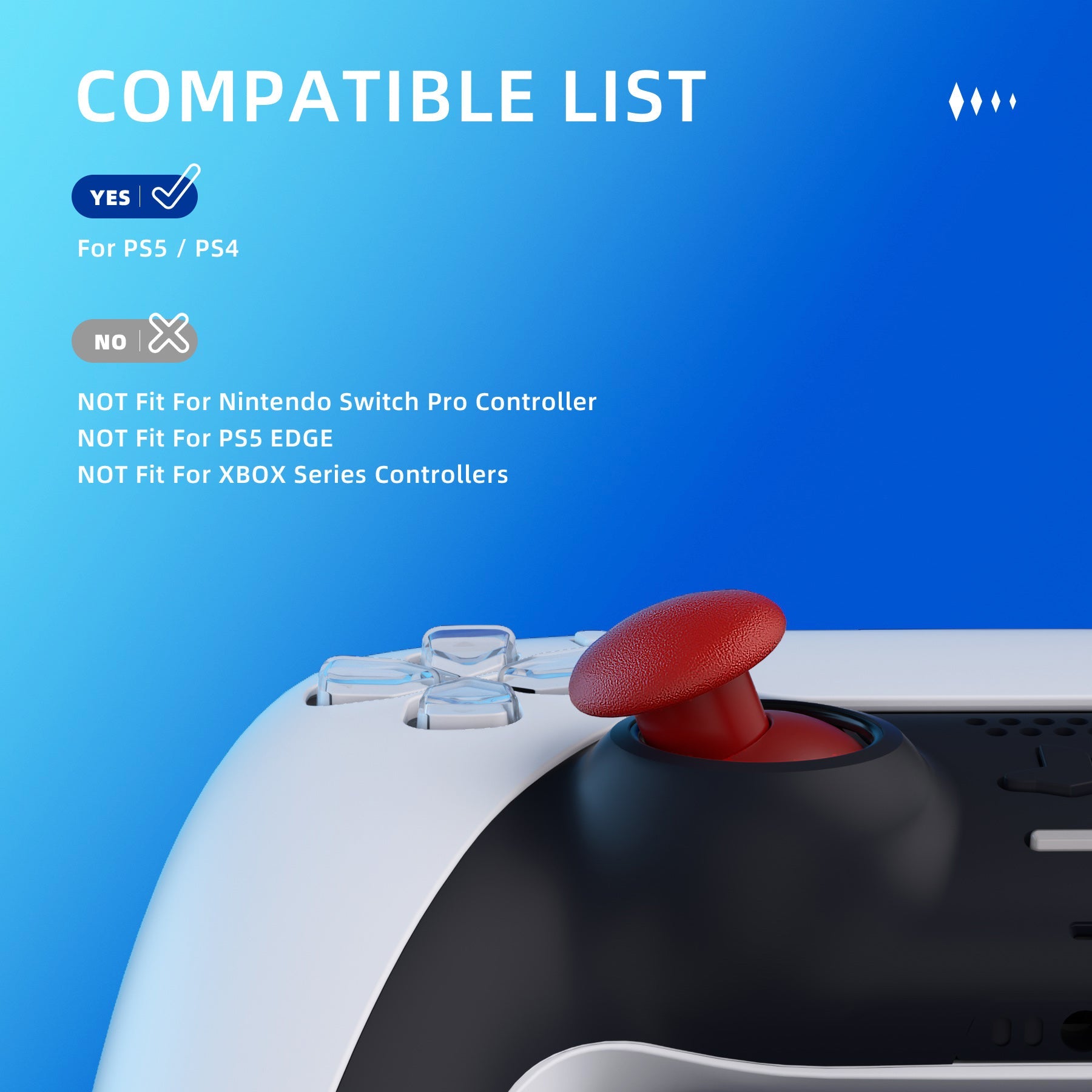eXtremeRate EDGE Sticks Replacement Interchangeable Thumbsticks for PS5 & PS4 All Model Controllers - Carmine Red eXtremeRate