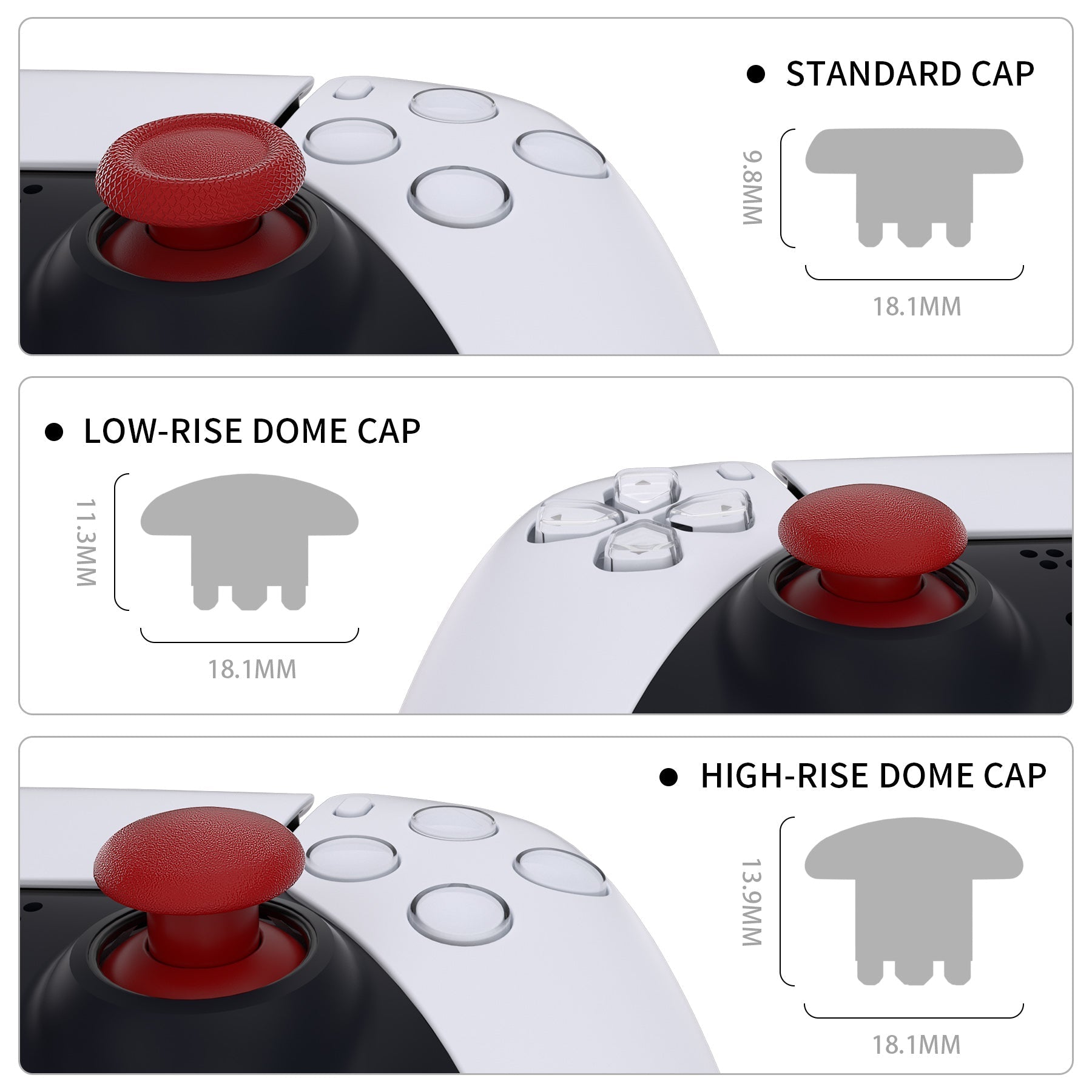 eXtremeRate EDGE Sticks Replacement Interchangeable Thumbsticks for PS5 & PS4 All Model Controllers - Carmine Red eXtremeRate