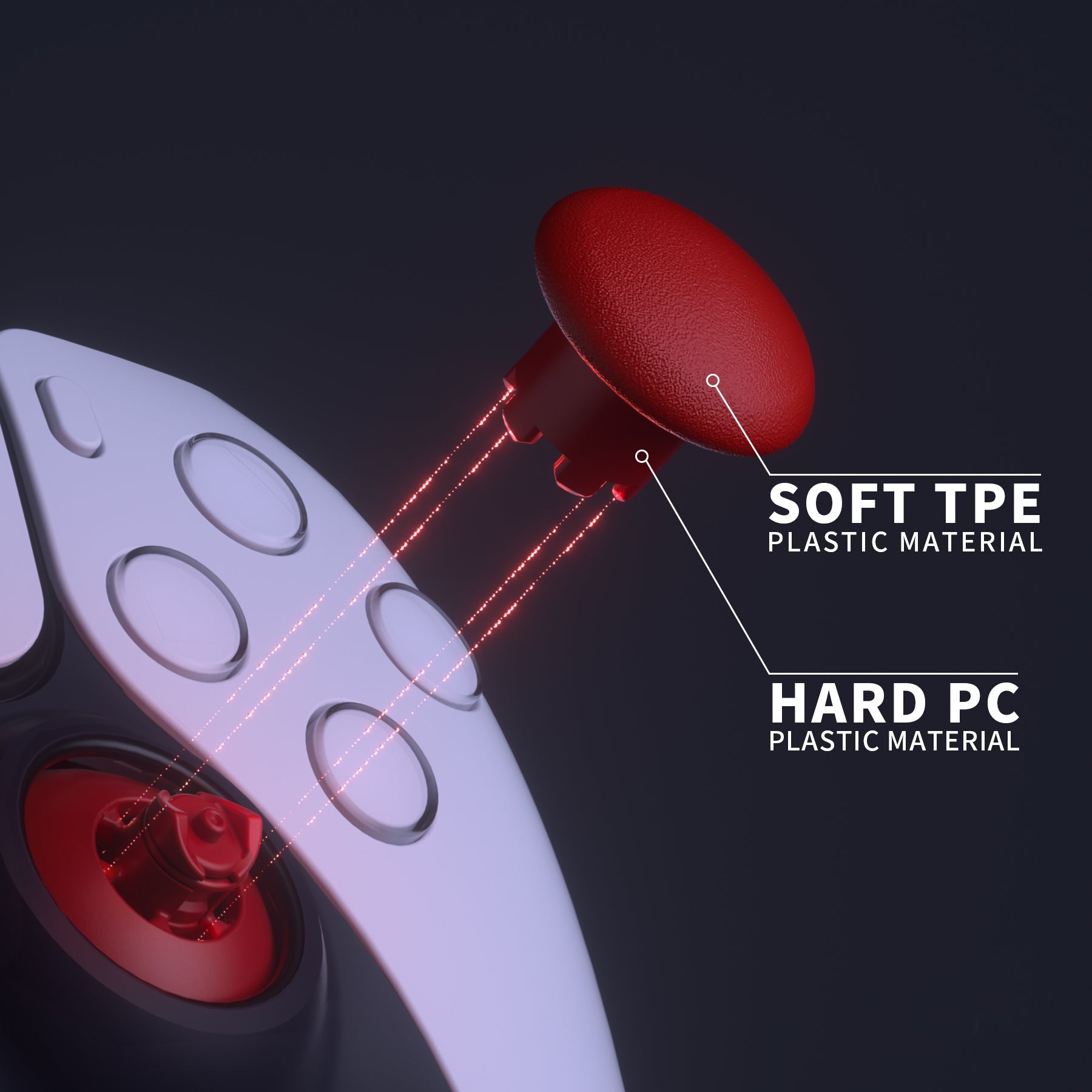 eXtremeRate EDGE Sticks Replacement Interchangeable Thumbsticks for PS5 & PS4 All Model Controllers - Carmine Red eXtremeRate