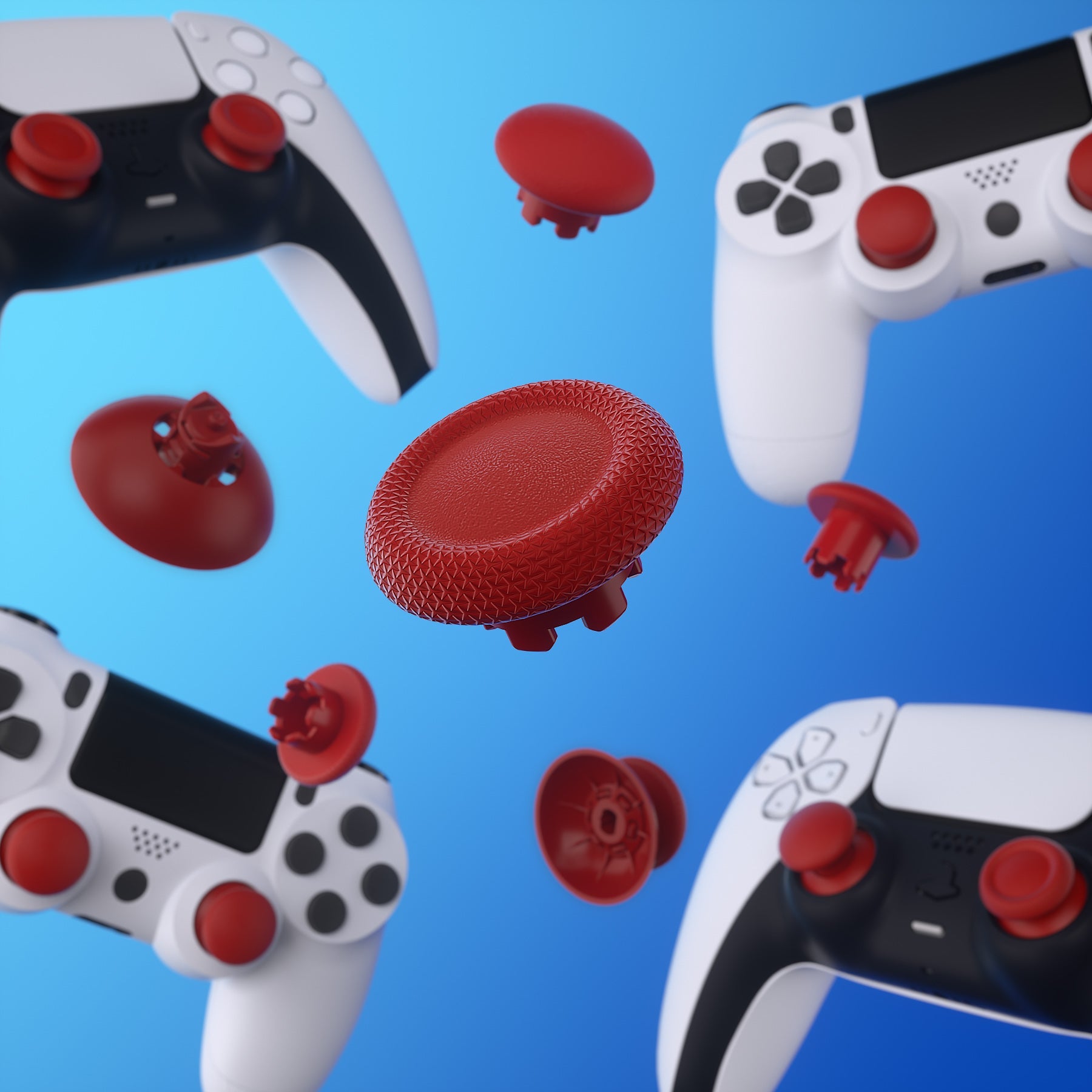 eXtremeRate EDGE Sticks Replacement Interchangeable Thumbsticks for PS5 & PS4 All Model Controllers - Carmine Red eXtremeRate