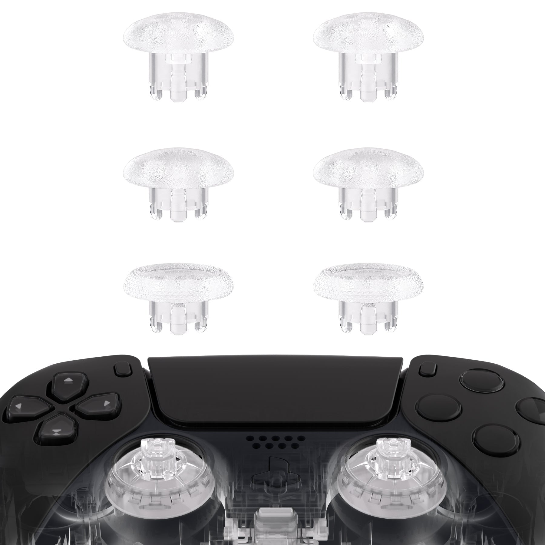 eXtremeRate EDGE Sticks Replacement Interchangeable Thumbsticks for PS5 & PS4 All Model Controllers - Clear eXtremeRate