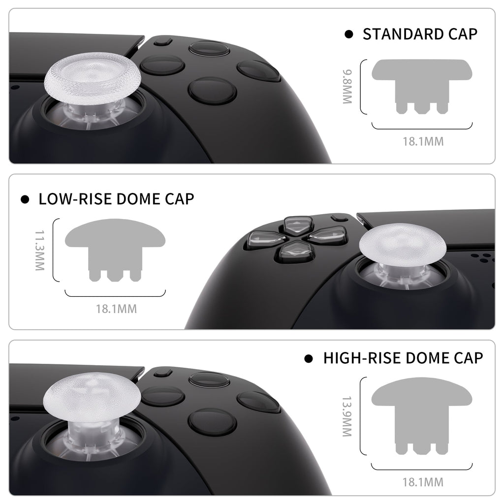 eXtremeRate EDGE Sticks Replacement Interchangeable Thumbsticks for PS5 & PS4 All Model Controllers - Clear eXtremeRate
