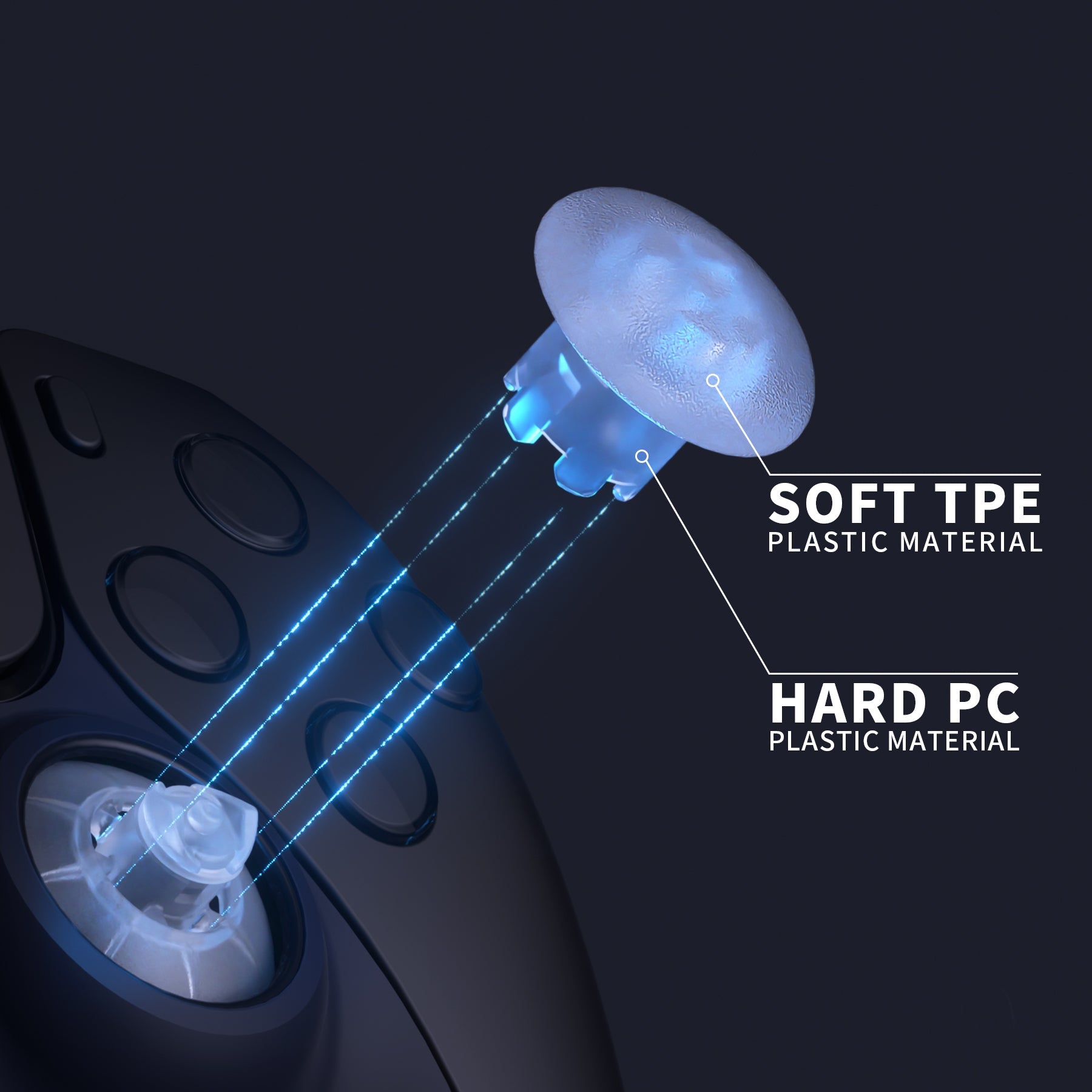 eXtremeRate EDGE Sticks Replacement Interchangeable Thumbsticks for PS5 & PS4 All Model Controllers - Clear eXtremeRate