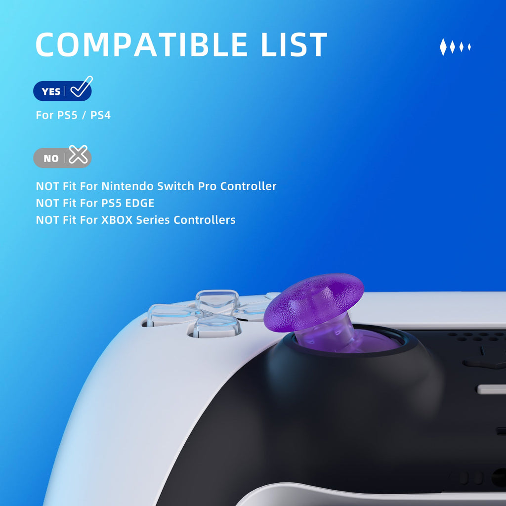 eXtremeRate EDGE Sticks Replacement Interchangeable Thumbsticks for PS5 & PS4 All Model Controllers - Clear Atomic Purple eXtremeRate