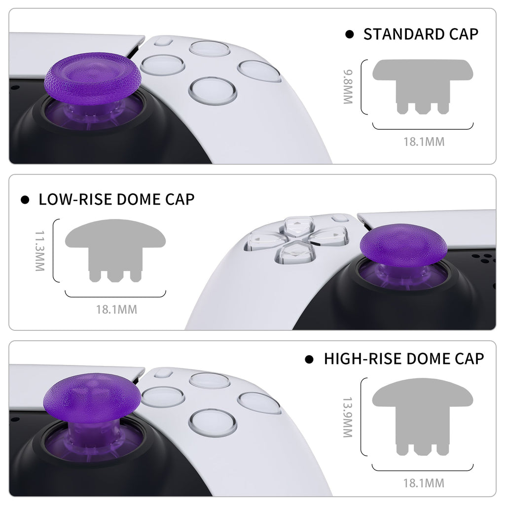 eXtremeRate EDGE Sticks Replacement Interchangeable Thumbsticks for PS5 & PS4 All Model Controllers - Clear Atomic Purple eXtremeRate