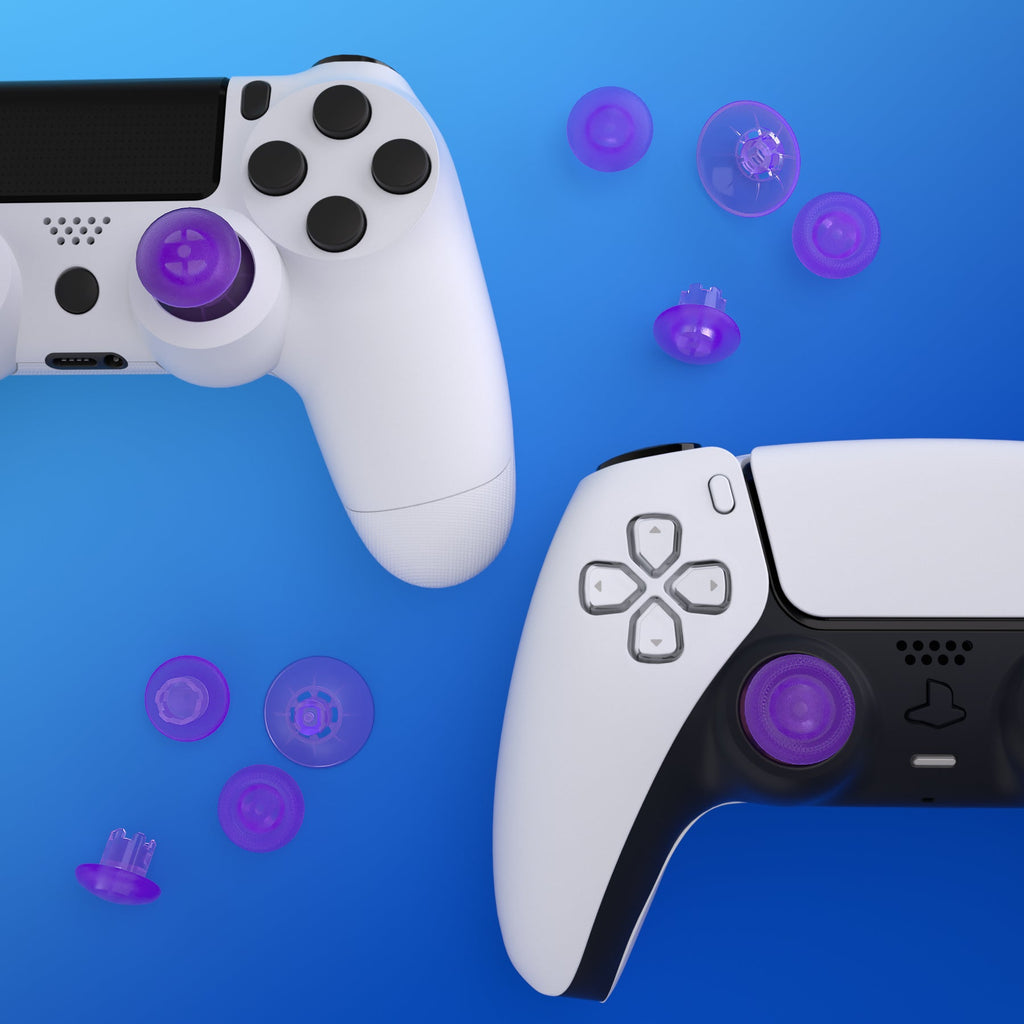eXtremeRate EDGE Sticks Replacement Interchangeable Thumbsticks for PS5 & PS4 All Model Controllers - Clear Atomic Purple eXtremeRate