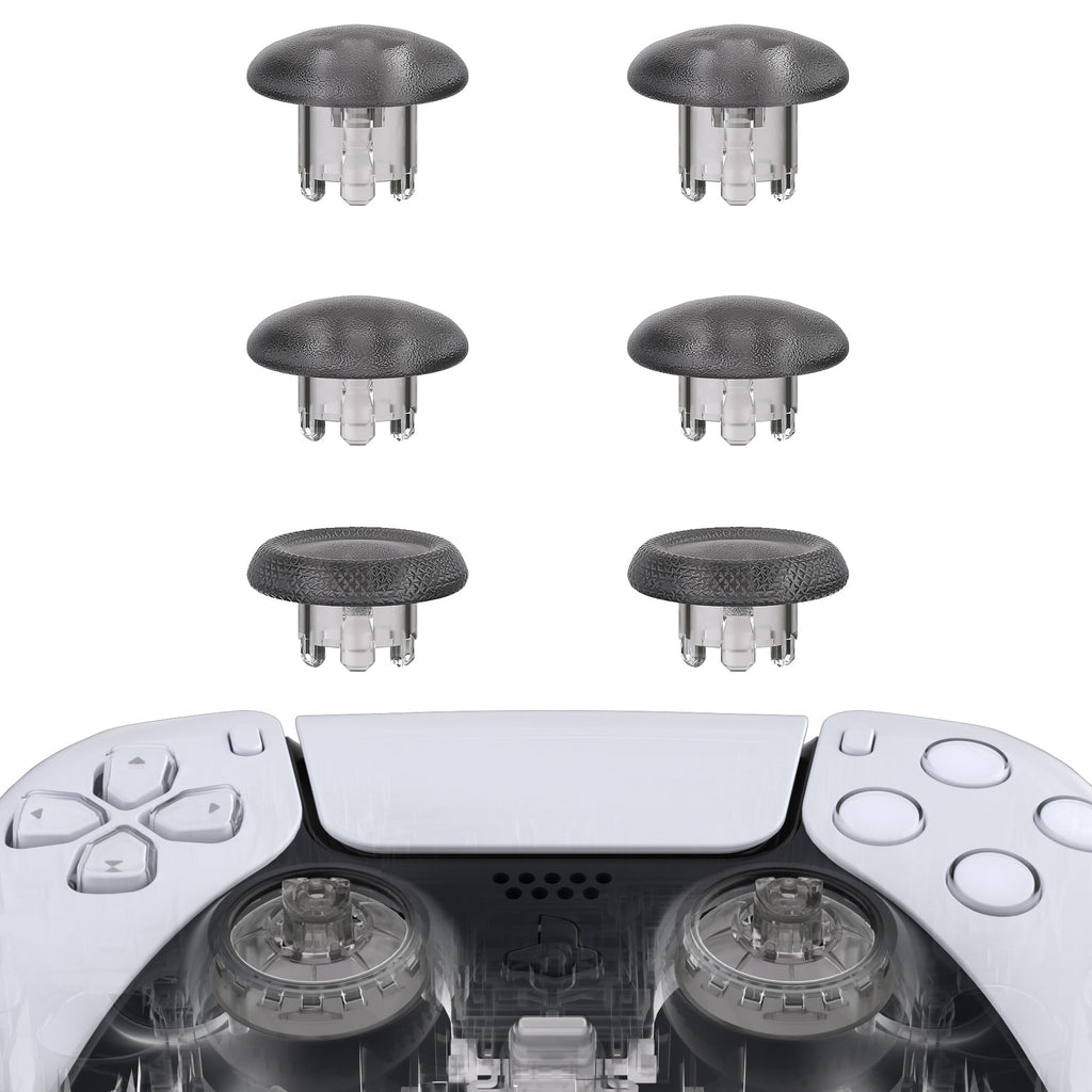 eXtremeRate EDGE Sticks Replacement Interchangeable Thumbsticks for PS5 & PS4 All Model Controllers - Clear Black eXtremeRate