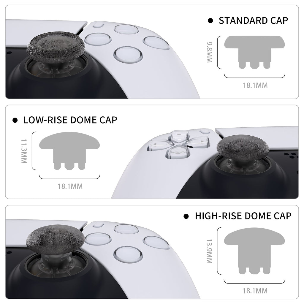 eXtremeRate EDGE Sticks Replacement Interchangeable Thumbsticks for PS5 & PS4 All Model Controllers - Clear Black eXtremeRate