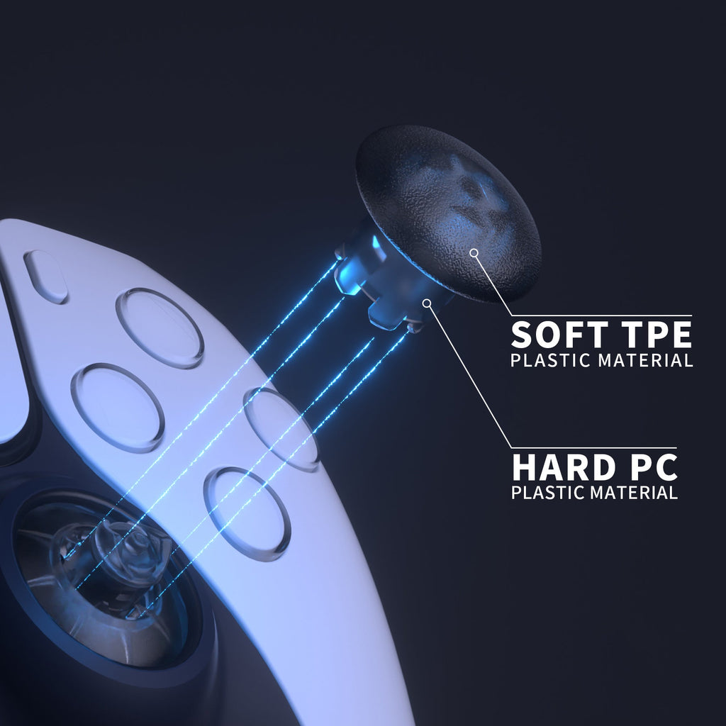 eXtremeRate EDGE Sticks Replacement Interchangeable Thumbsticks for PS5 & PS4 All Model Controllers - Clear Black eXtremeRate