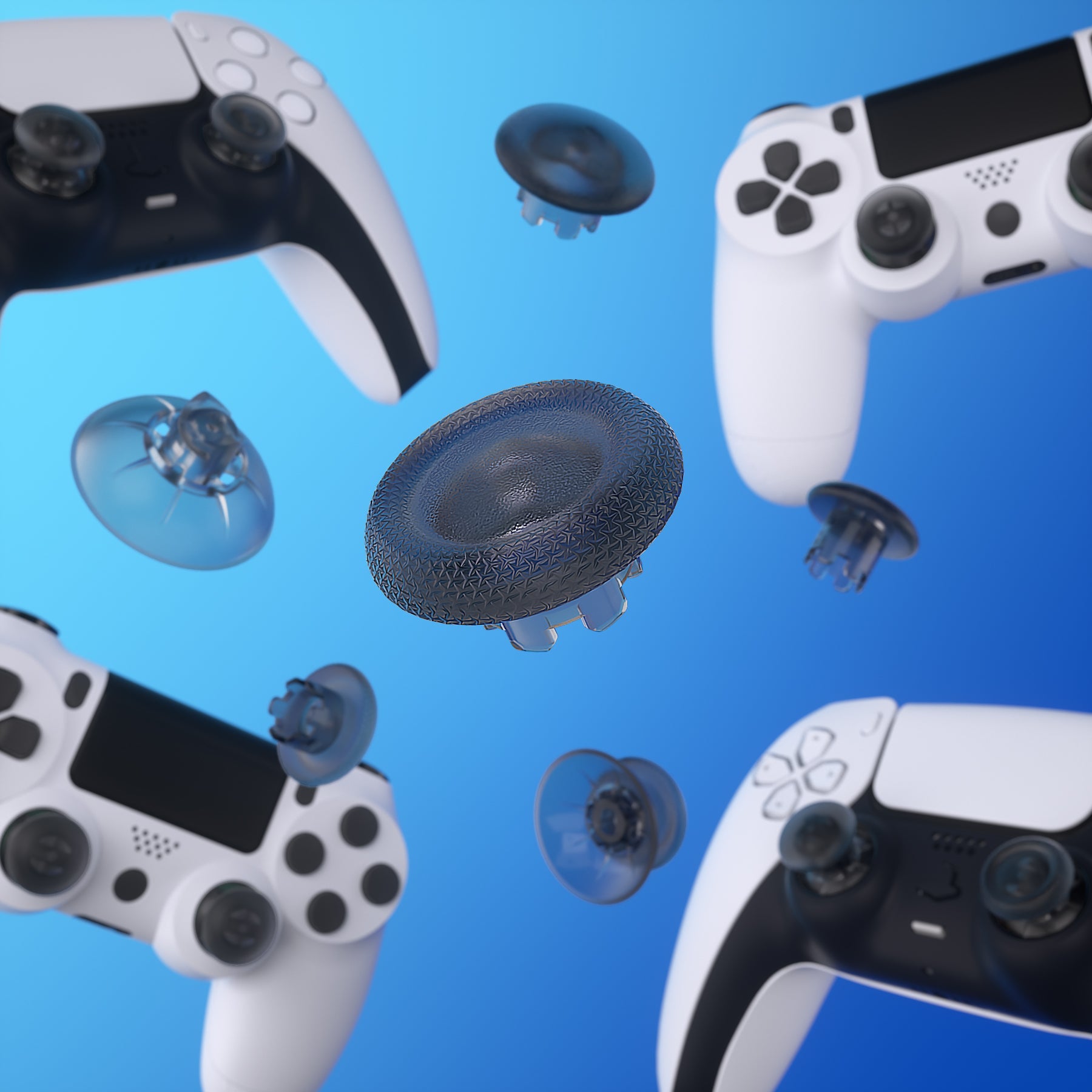 eXtremeRate EDGE Sticks Replacement Interchangeable Thumbsticks for PS5 & PS4 All Model Controllers - Clear Black eXtremeRate