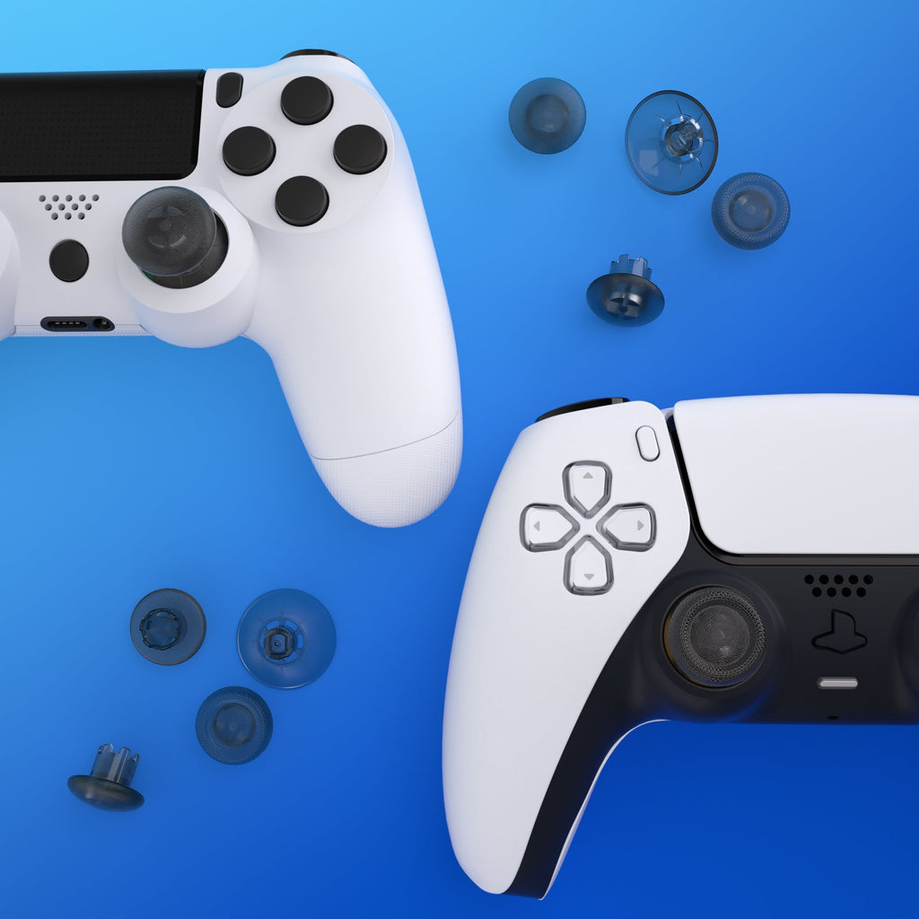 eXtremeRate EDGE Sticks Replacement Interchangeable Thumbsticks for PS5 & PS4 All Model Controllers - Clear Black eXtremeRate