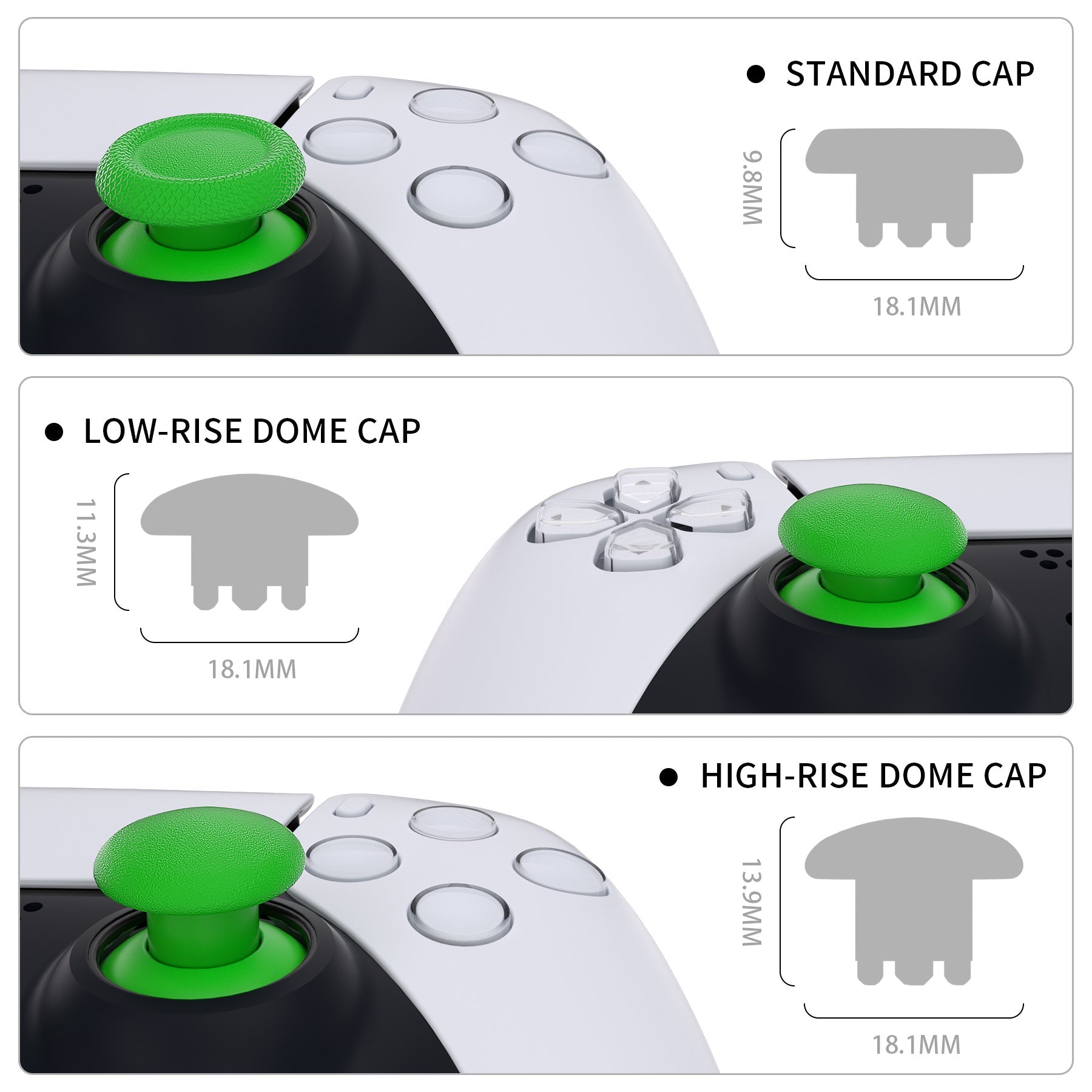 eXtremeRate EDGE Sticks Replacement Interchangeable Thumbsticks for PS5 & PS4 All Model Controllers - Green eXtremeRate