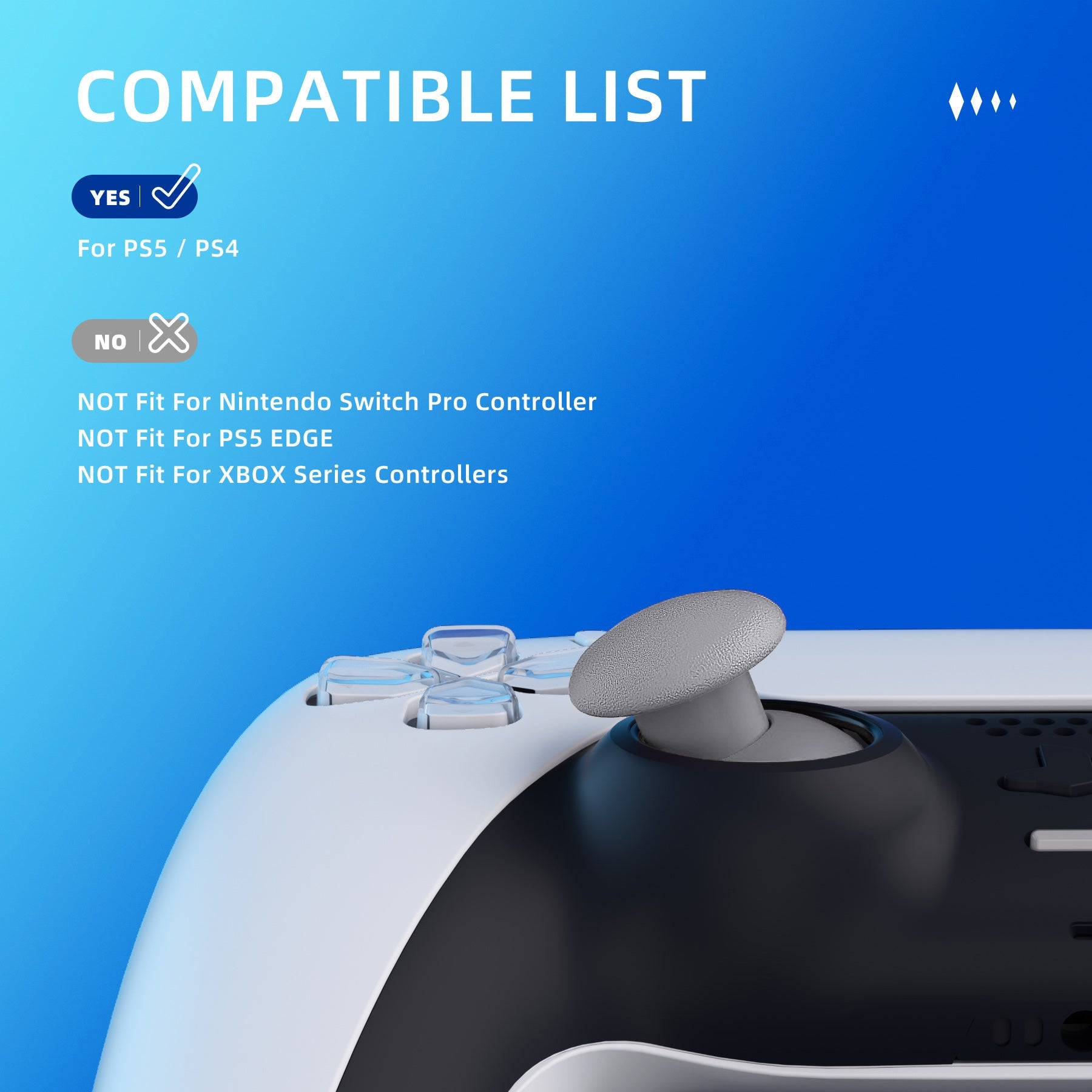 eXtremeRate EDGE Sticks Replacement Interchangeable Thumbsticks for PS5 & PS4 All Model Controllers - New Hope Gray eXtremeRate