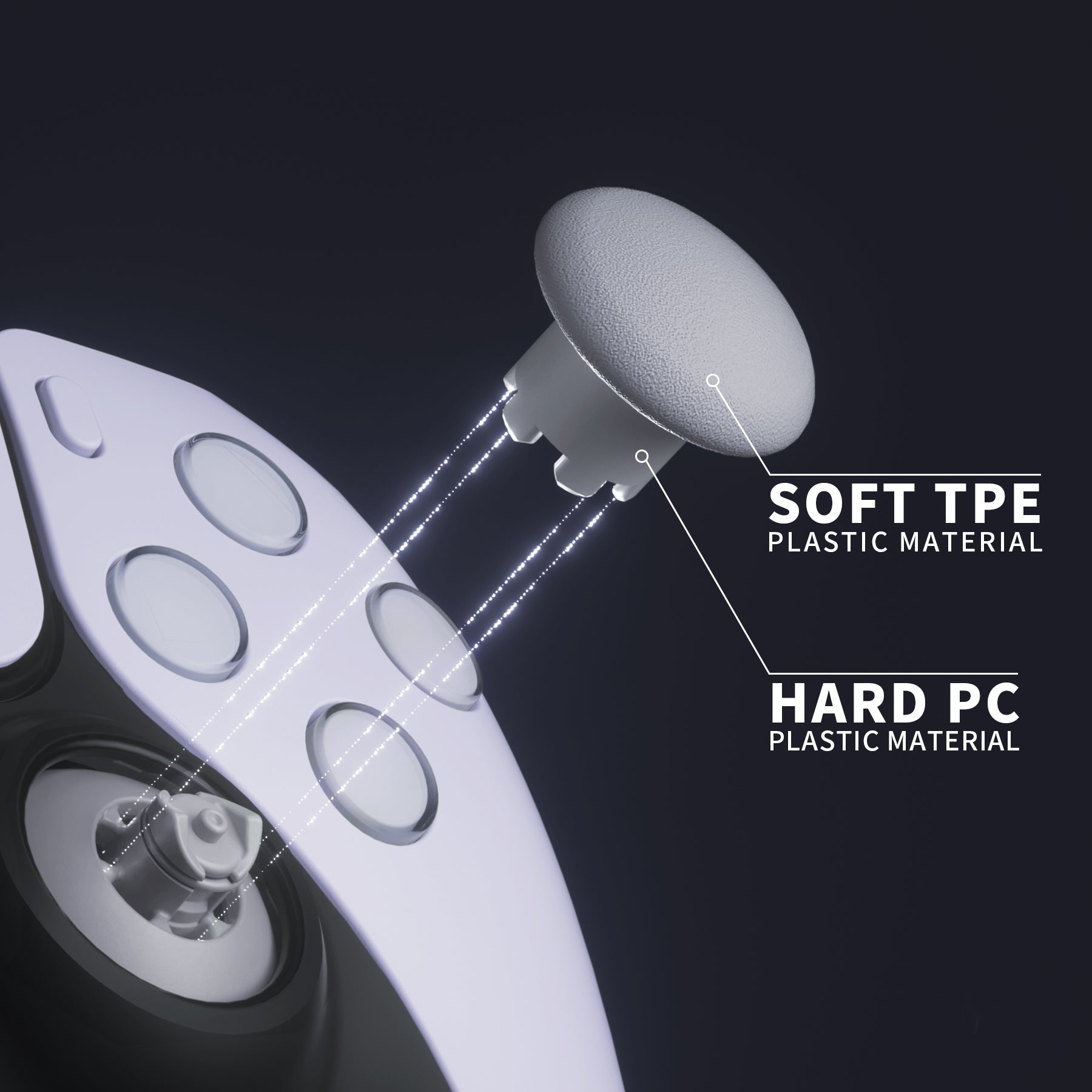 eXtremeRate EDGE Sticks Replacement Interchangeable Thumbsticks for PS5 & PS4 All Model Controllers - New Hope Gray eXtremeRate