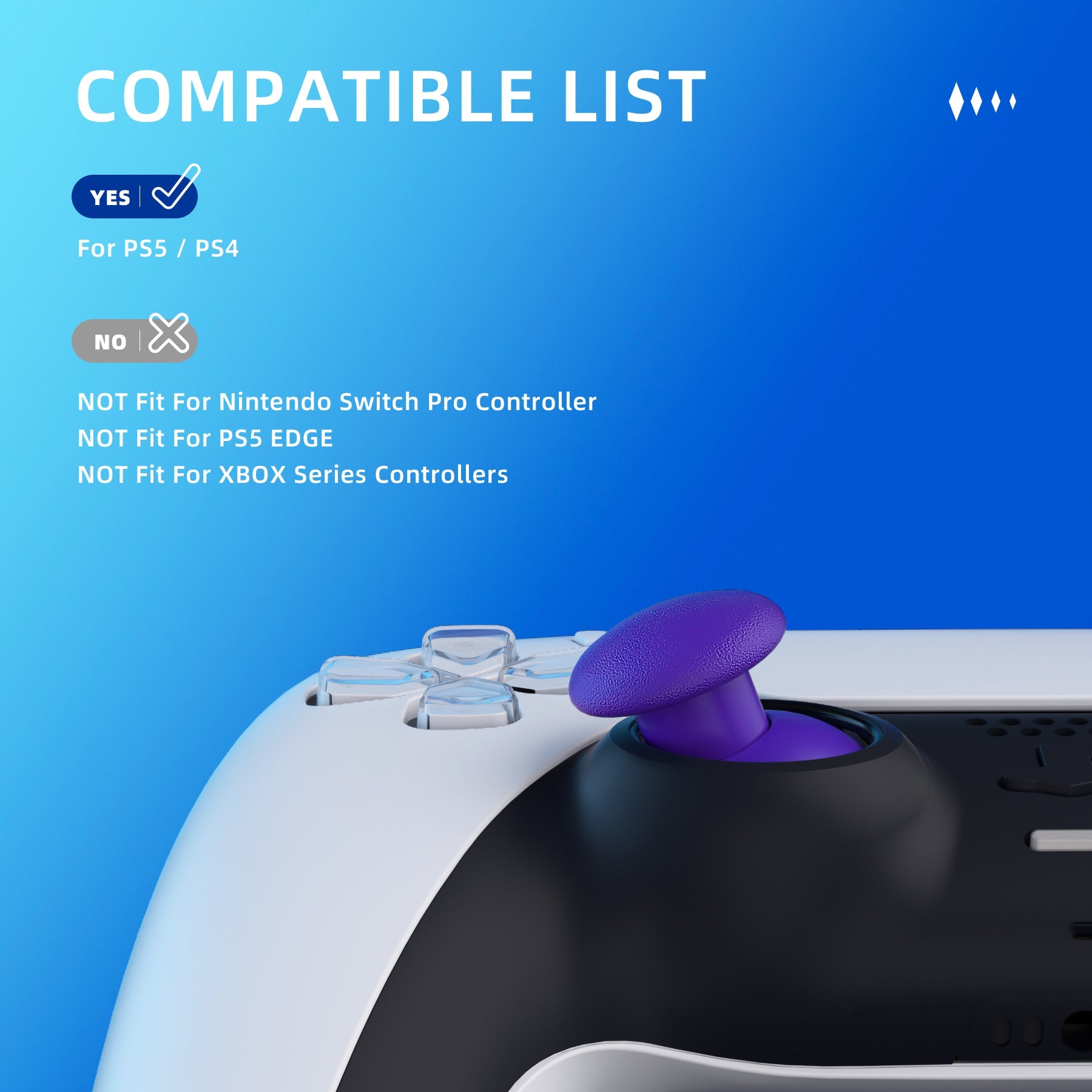 eXtremeRate EDGE Sticks Replacement Interchangeable Thumbsticks for PS5 & PS4 All Model Controllers - Purple eXtremeRate
