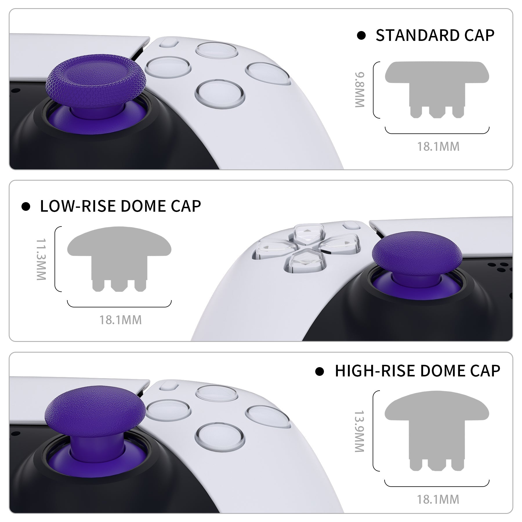 eXtremeRate EDGE Sticks Replacement Interchangeable Thumbsticks for PS5 & PS4 All Model Controllers - Purple eXtremeRate