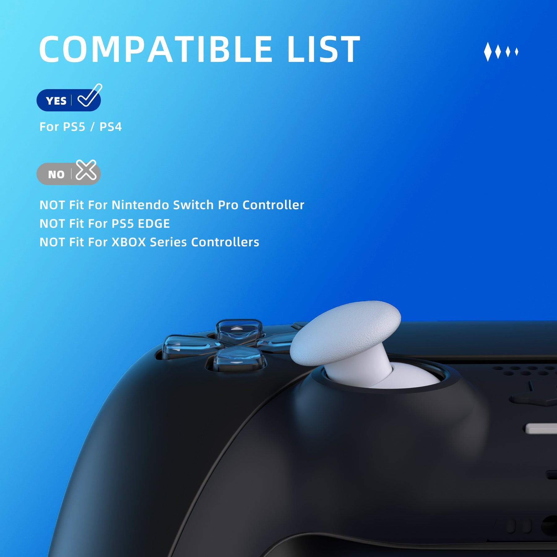 eXtremeRate EDGE Sticks Replacement Interchangeable Thumbsticks for PS5 & PS4 All Model Controllers - Solid White eXtremeRate