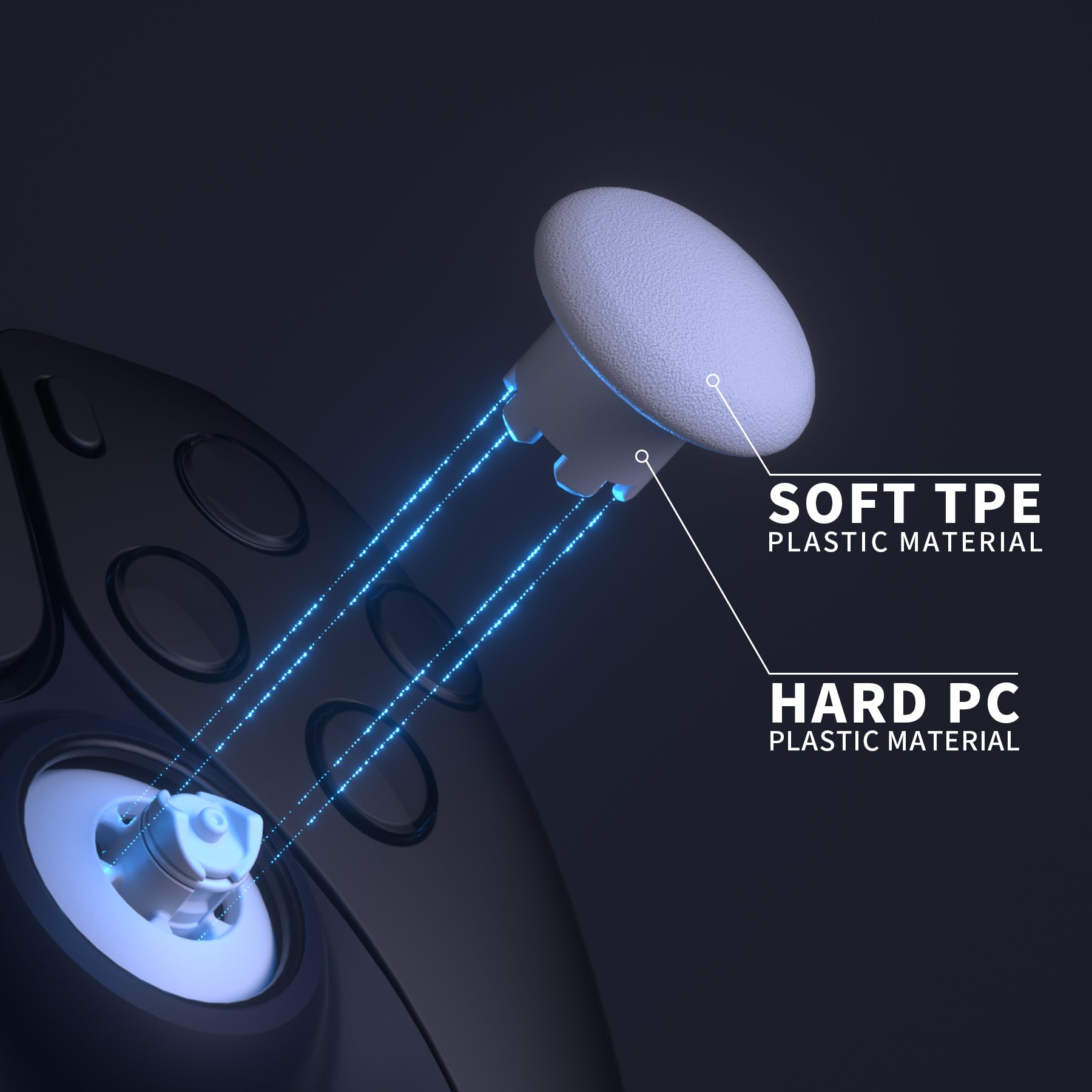 eXtremeRate EDGE Sticks Replacement Interchangeable Thumbsticks for PS5 & PS4 All Model Controllers - Solid White eXtremeRate