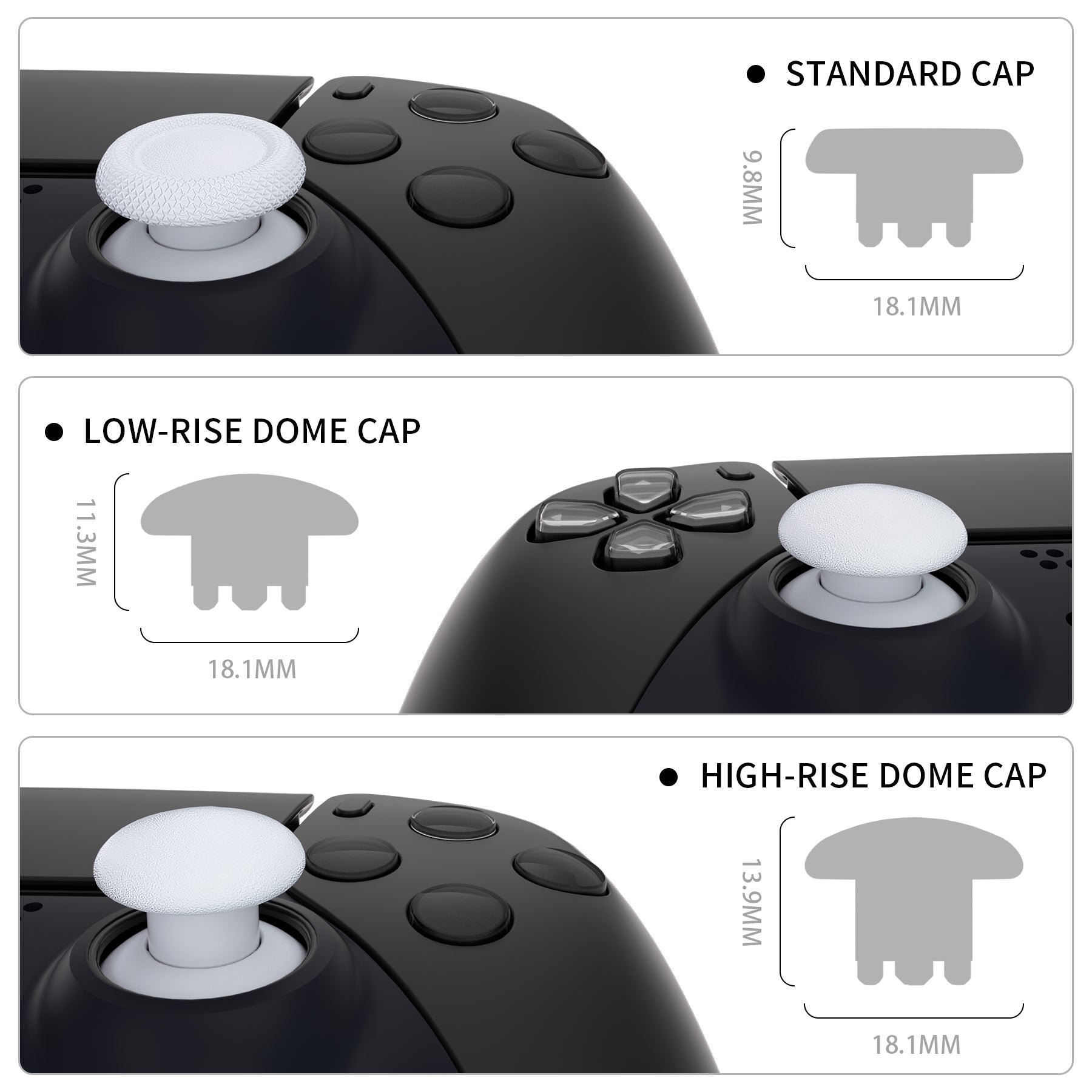 eXtremeRate EDGE Sticks Replacement Interchangeable Thumbsticks for PS5 & PS4 All Model Controllers - Robot White eXtremeRate