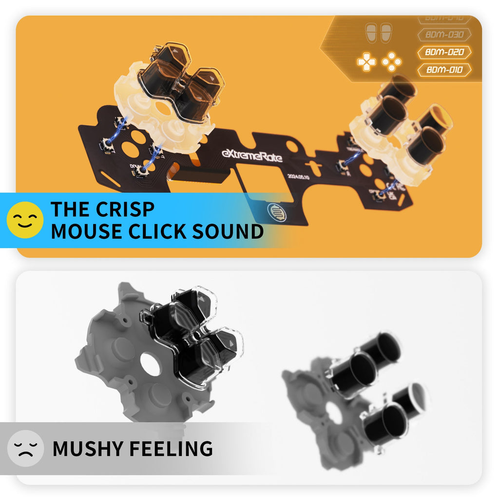 eXtremeRate Face Clicky Kit V3 for PS5 Controller BDM-010 & BDM-020, Custom Hard Silicone Tactile Switch Dpad Action Buttons for PS5 Controller eXtremeRate
