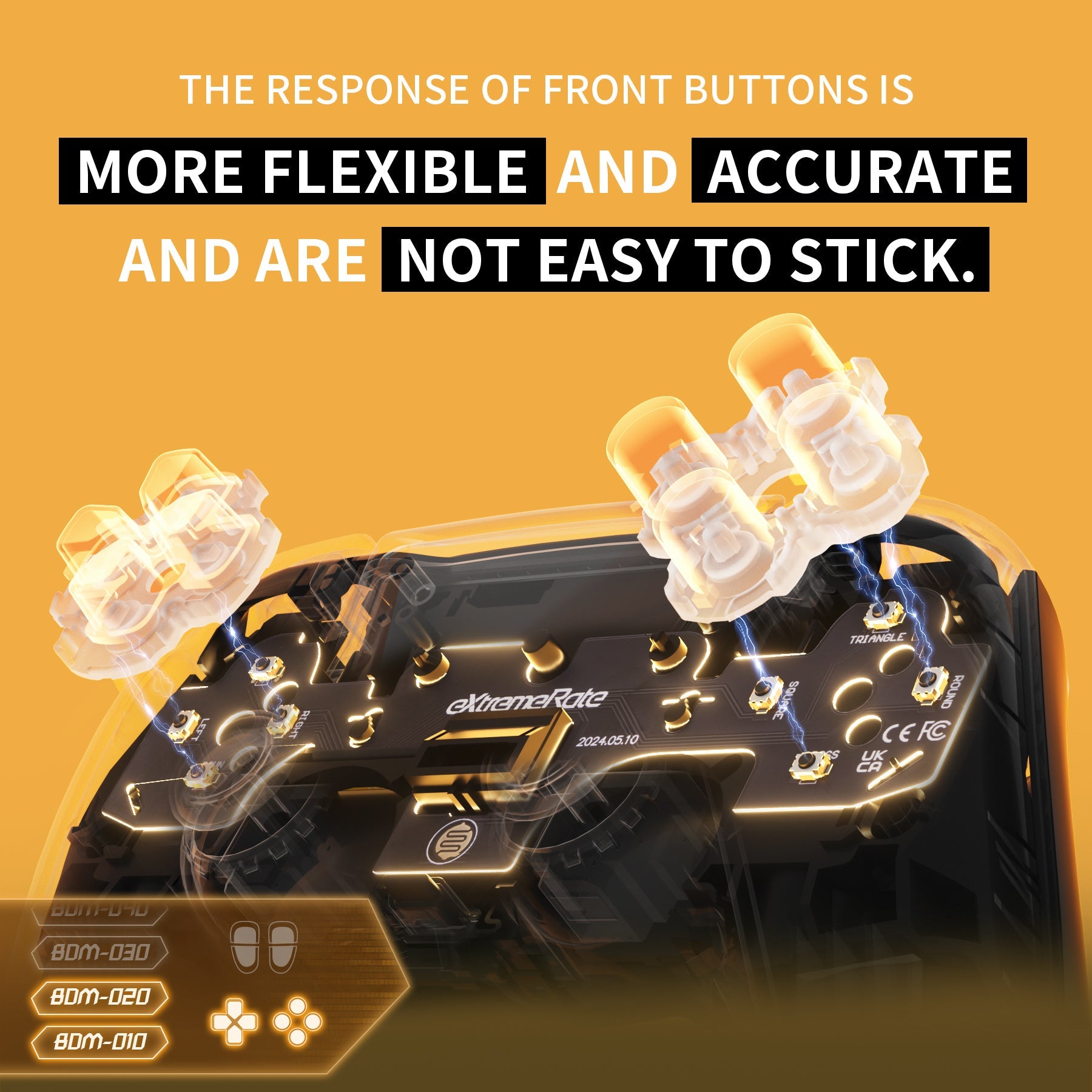 eXtremeRate Face Clicky Kit V3 for PS5 Controller BDM-010 & BDM-020, Custom Hard Silicone Tactile Switch Dpad Action Buttons for PS5 Controller eXtremeRate