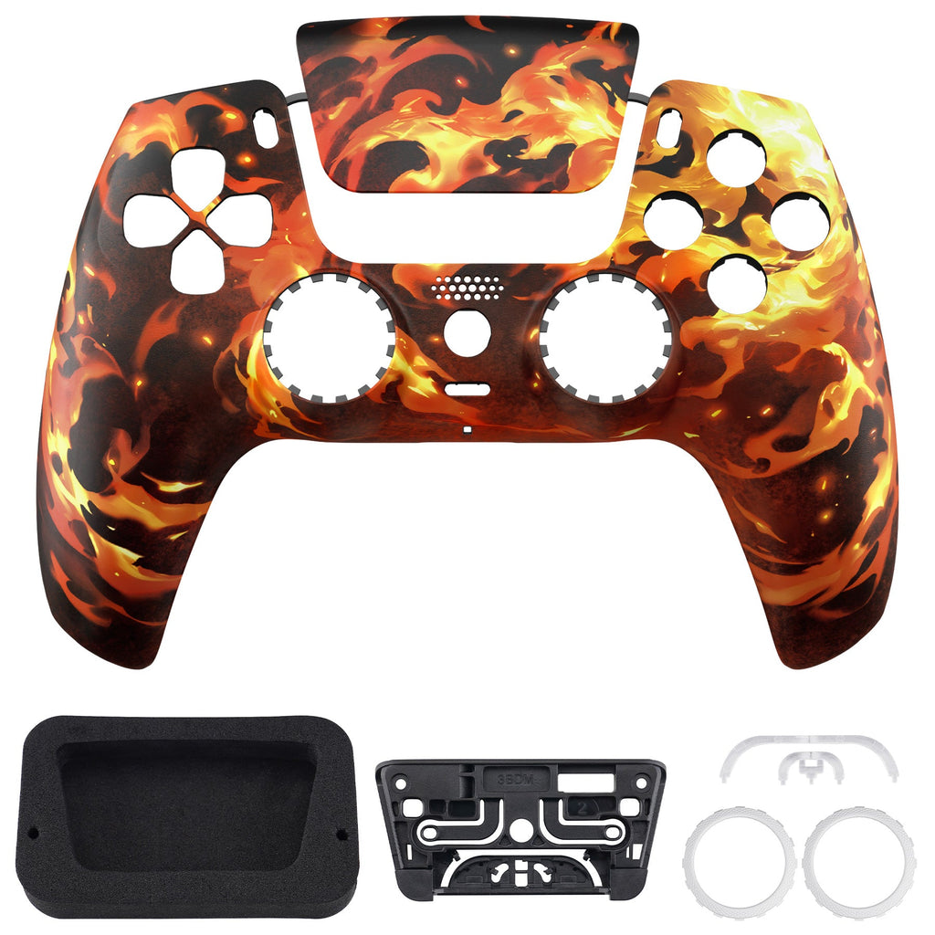 eXtremeRate LUNA Redesigned Replacement Front Shell with Touchpad Compatible with PS5 Controller BDM-010/020/030/040/050/060 - Blazing Magic eXtremeRate