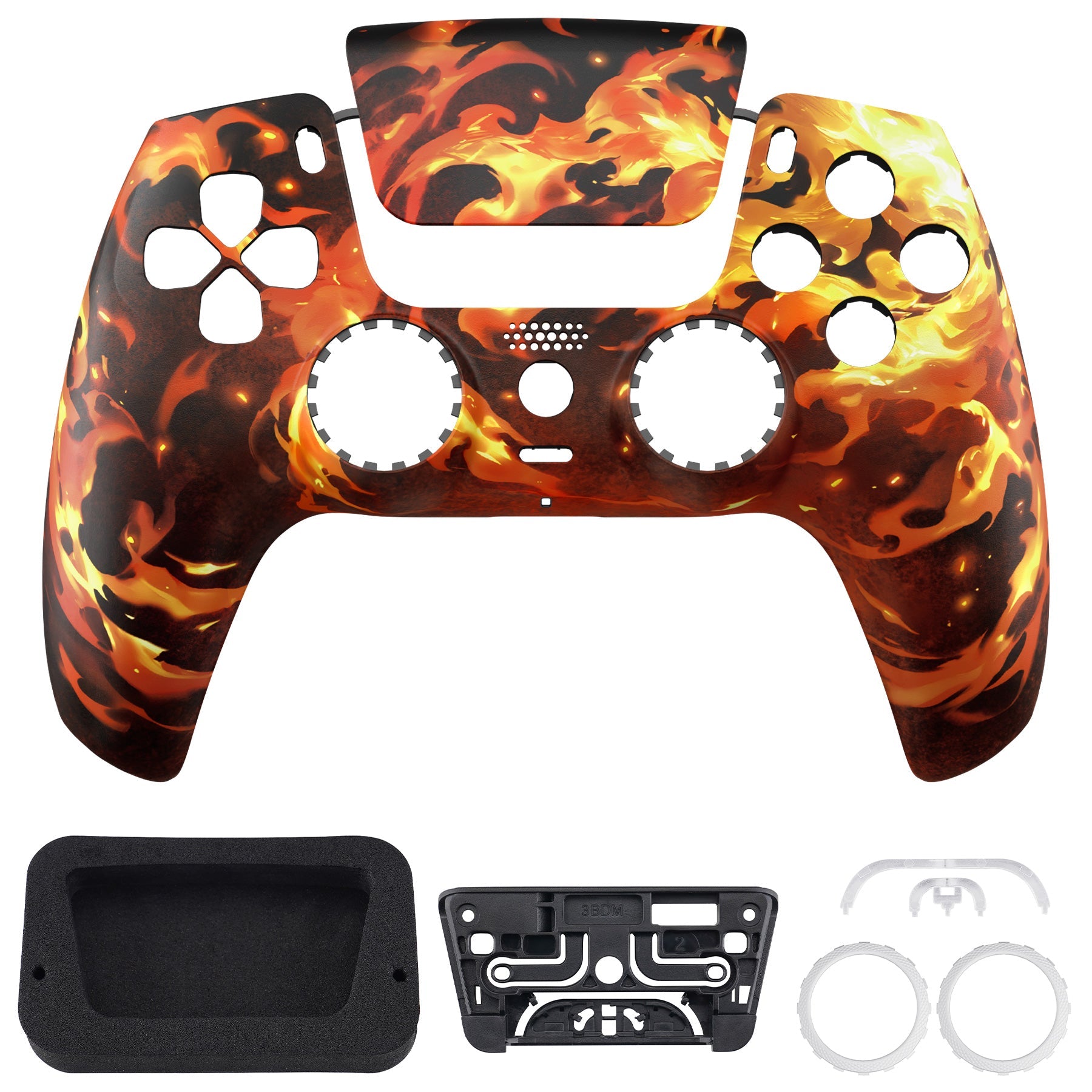 eXtremeRate LUNA Redesigned Replacement Front Shell with Touchpad Compatible with PS5 Controller BDM-010/020/030/040/050/060 - Blazing Magic eXtremeRate