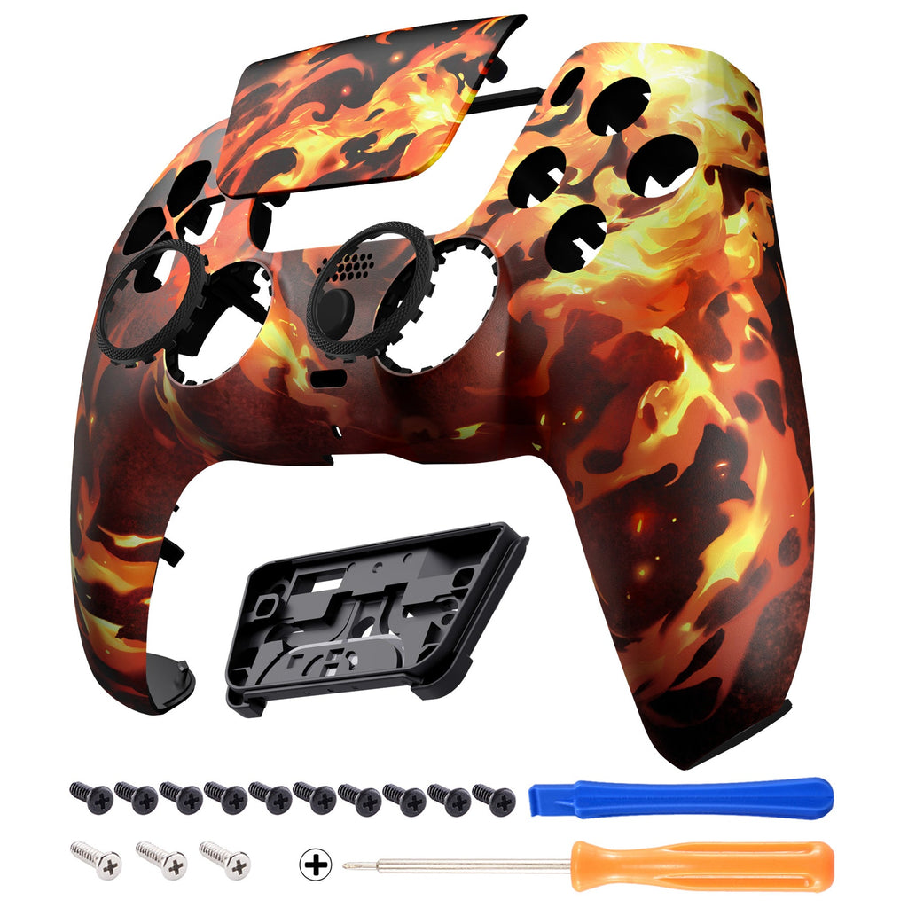 eXtremeRate LUNA Redesigned Replacement Front Shell with Touchpad Compatible with PS5 Controller BDM-010/020/030/040/050/060 - Blazing Magic eXtremeRate