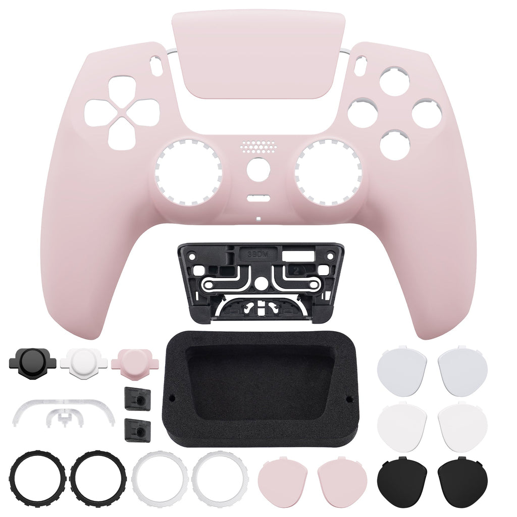 eXtremeRate LUNA Redesigned Replacement Front Shell with Touchpad Compatible with PS5 Controller BDM-010/020/030/040/050/060 - Cherry Blossoms Pink eXtremeRate