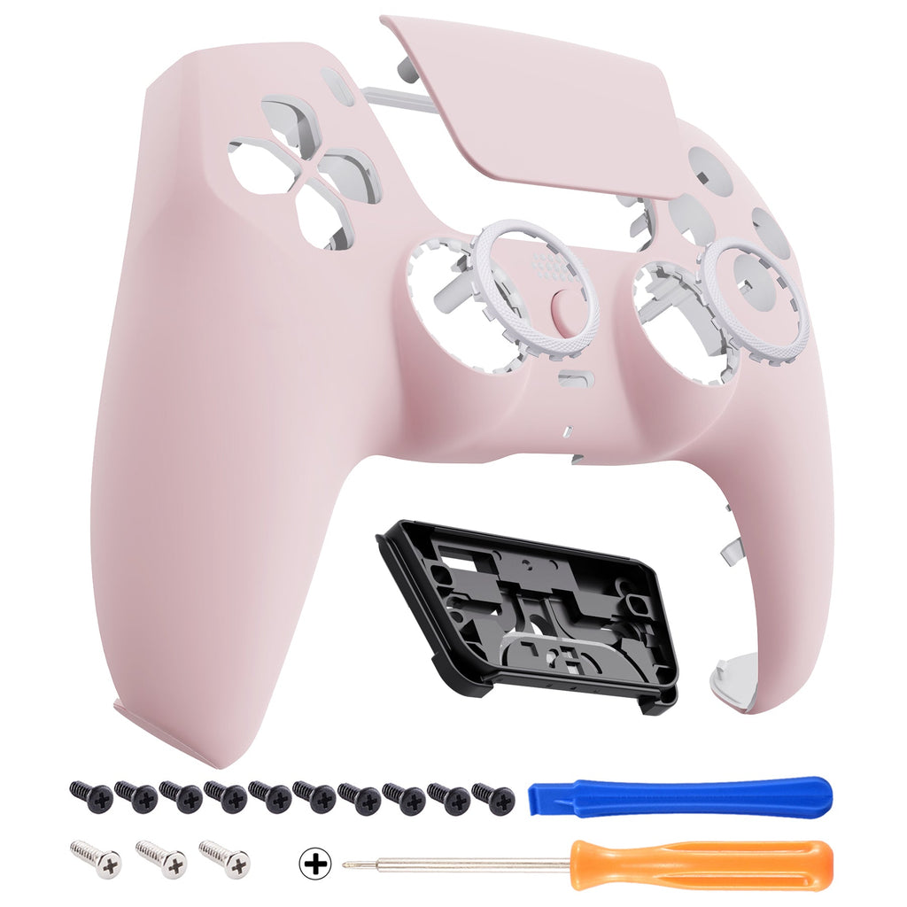 eXtremeRate LUNA Redesigned Replacement Front Shell with Touchpad Compatible with PS5 Controller BDM-010/020/030/040/050/060 - Cherry Blossoms Pink eXtremeRate