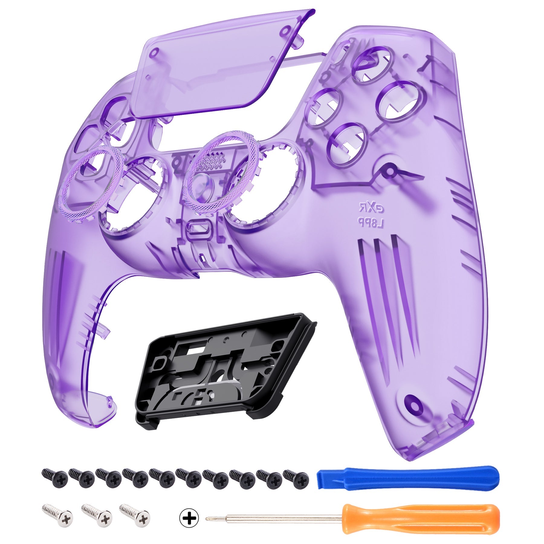 eXtremeRate LUNA Redesigned Replacement Front Shell with Touchpad Compatible with PS5 Controller BDM-010/020/030/040/050 - Clear Atomic Purple eXtremeRate