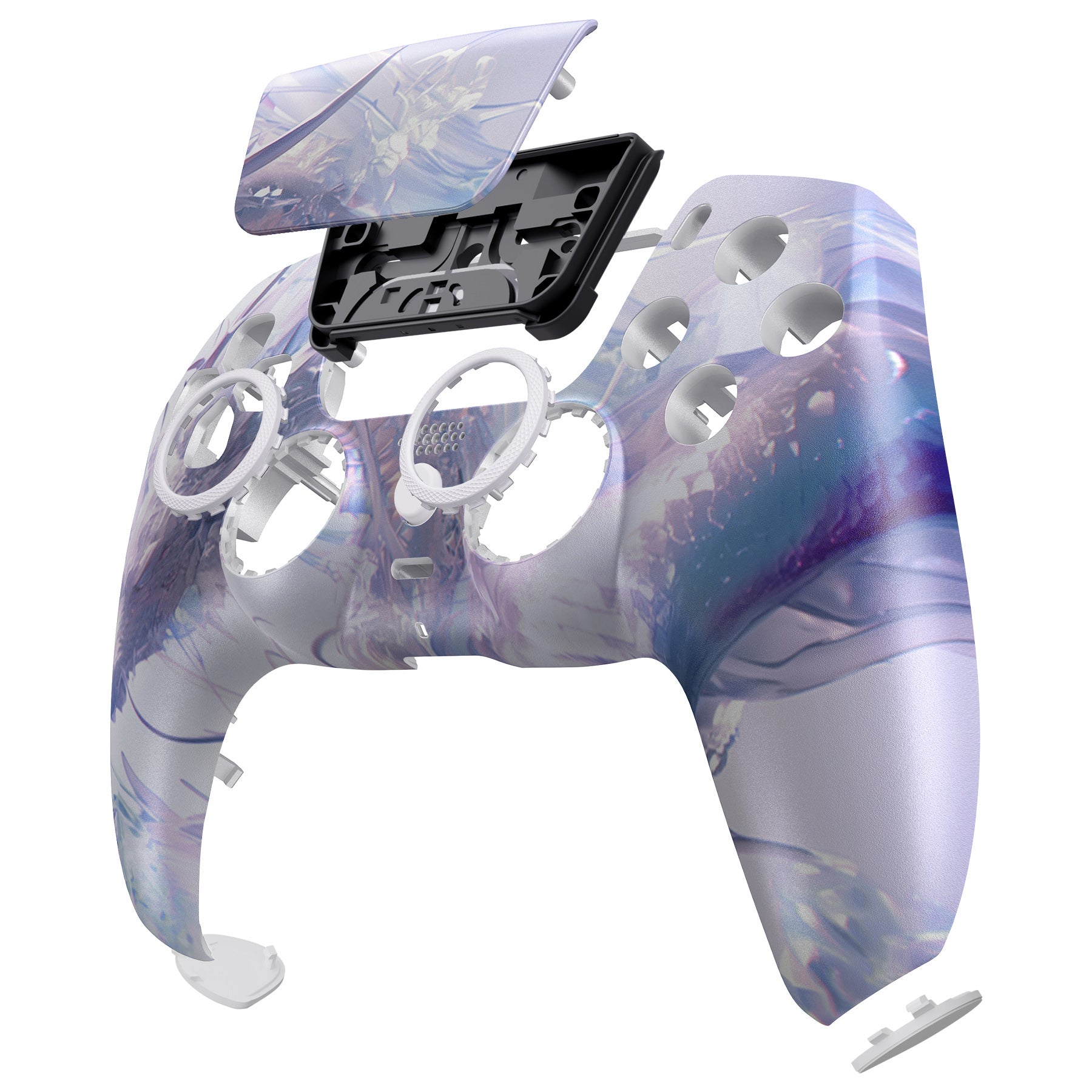 eXtremeRate LUNA Redesigned Replacement Front Shell with Touchpad Compatible with PS5 Controller BDM-010/020/030/040/050/060 - Crystal Dragon eXtremeRate