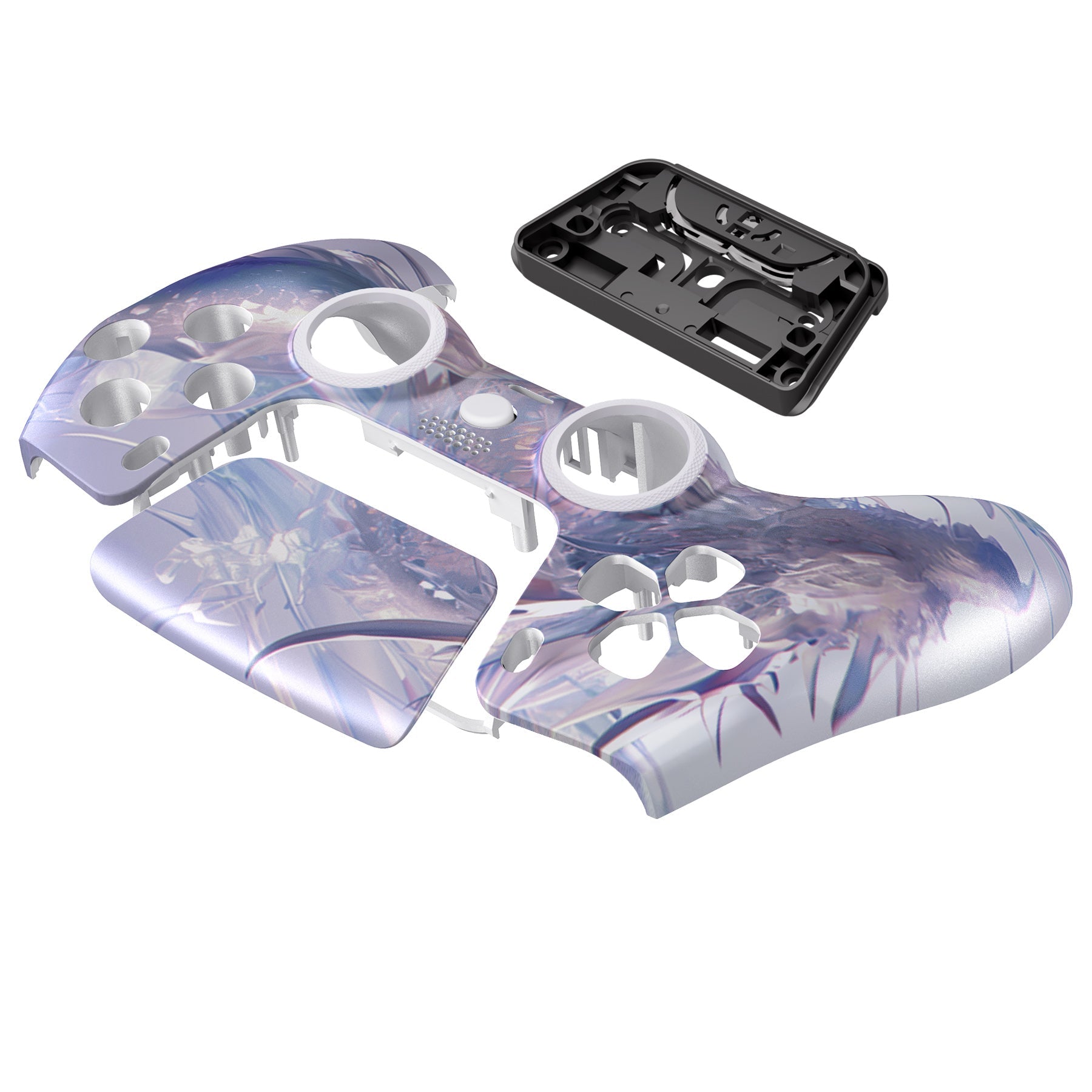 eXtremeRate LUNA Redesigned Replacement Front Shell with Touchpad Compatible with PS5 Controller BDM-010/020/030/040/050/060 - Crystal Dragon eXtremeRate
