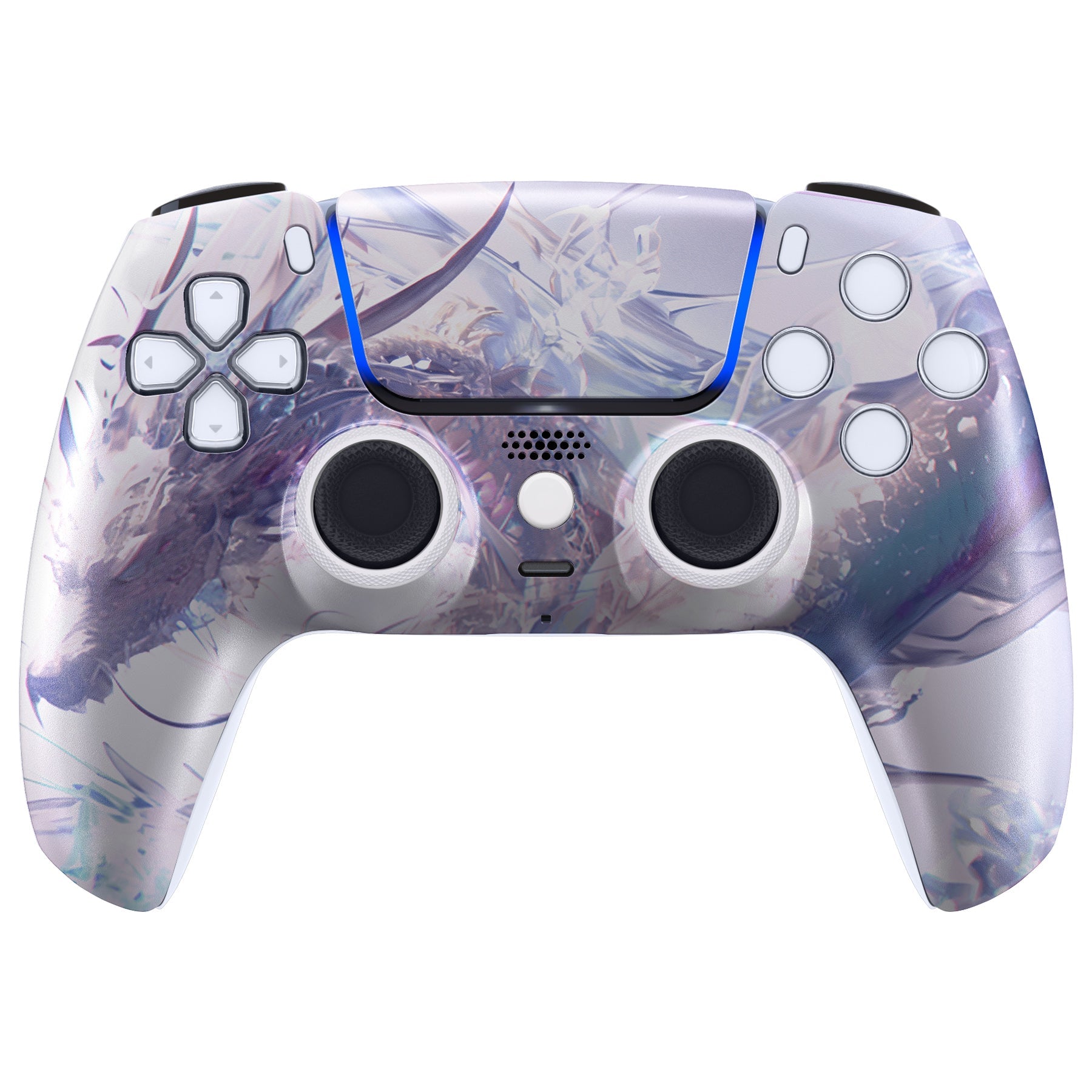 eXtremeRate LUNA Redesigned Replacement Front Shell with Touchpad Compatible with PS5 Controller BDM-010/020/030/040/050/060 - Crystal Dragon eXtremeRate