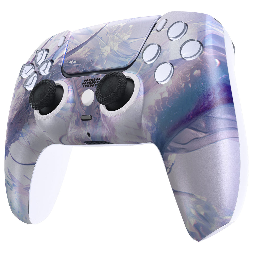 eXtremeRate LUNA Redesigned Replacement Front Shell with Touchpad Compatible with PS5 Controller BDM-010/020/030/040/050/060 - Crystal Dragon eXtremeRate