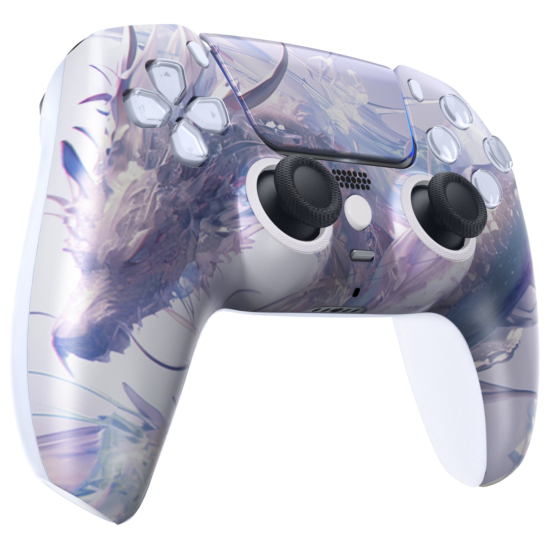 eXtremeRate LUNA Redesigned Replacement Front Shell with Touchpad Compatible with PS5 Controller BDM-010/020/030/040/050/060 - Crystal Dragon eXtremeRate