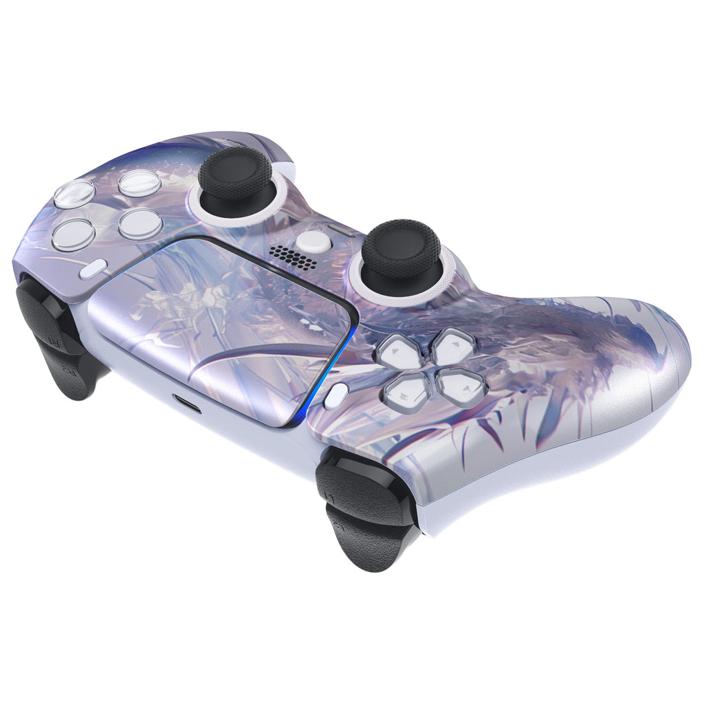 eXtremeRate LUNA Redesigned Replacement Front Shell with Touchpad Compatible with PS5 Controller BDM-010/020/030/040/050/060 - Crystal Dragon eXtremeRate