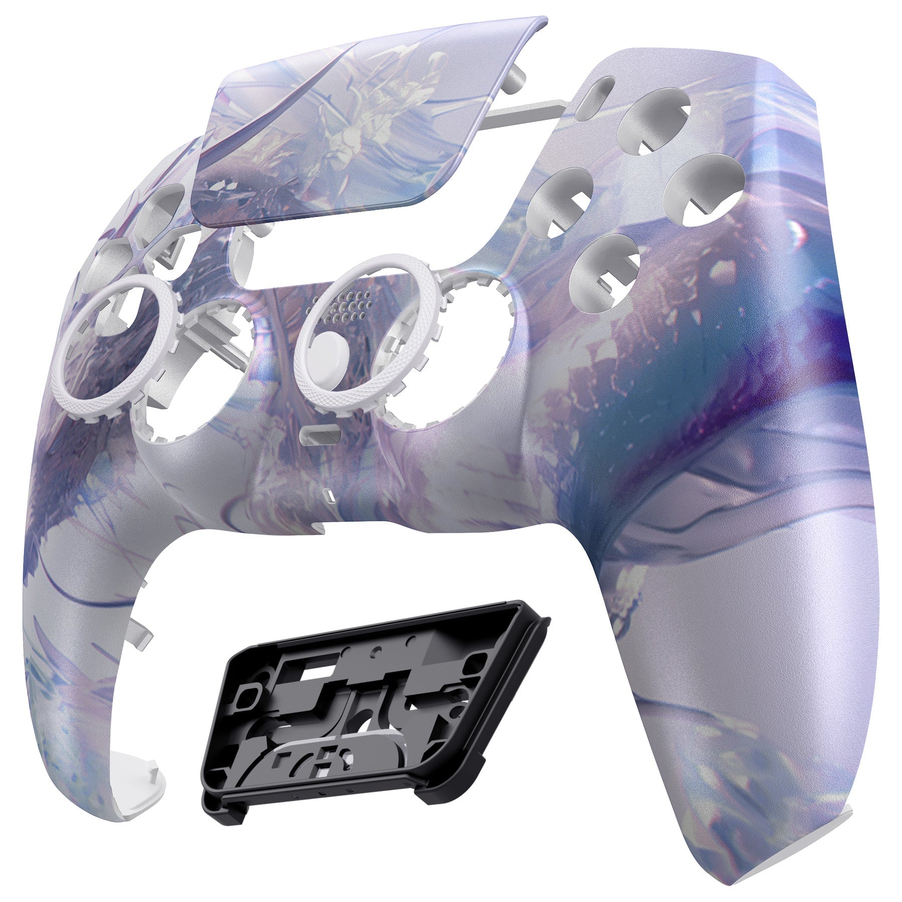 eXtremeRate LUNA Redesigned Replacement Front Shell with Touchpad Compatible with PS5 Controller BDM-010/020/030/040/050/060 - Crystal Dragon eXtremeRate