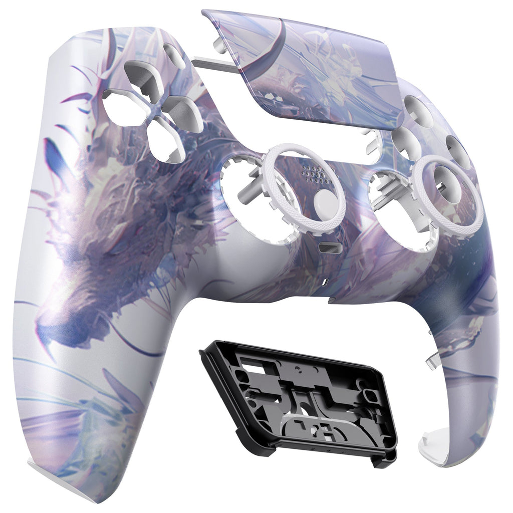 eXtremeRate LUNA Redesigned Replacement Front Shell with Touchpad Compatible with PS5 Controller BDM-010/020/030/040/050/060 - Crystal Dragon eXtremeRate