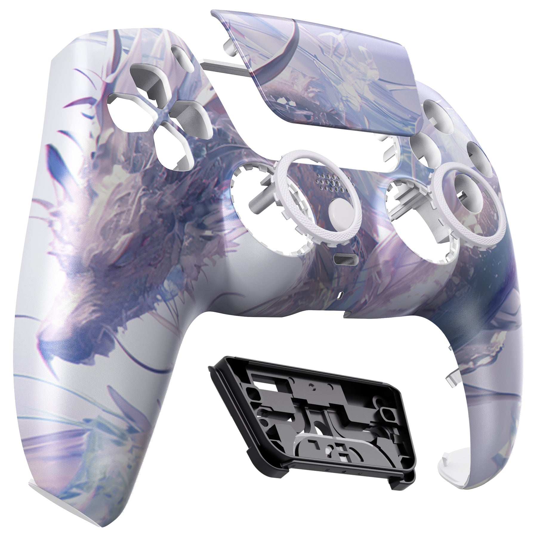 eXtremeRate LUNA Redesigned Replacement Front Shell with Touchpad Compatible with PS5 Controller BDM-010/020/030/040/050/060 - Crystal Dragon eXtremeRate