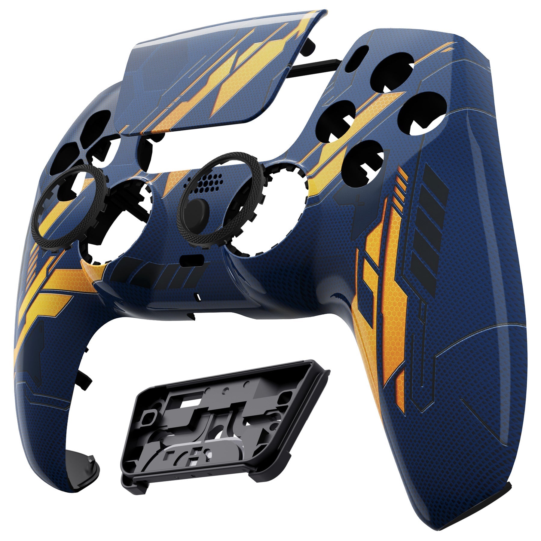 eXtremeRate LUNA Redesigned Replacement Front Shell with Touchpad Compatible with PS5 Controller BDM-010/020/030/040/050 - Glow in Dark Mecha - Orange eXtremeRate