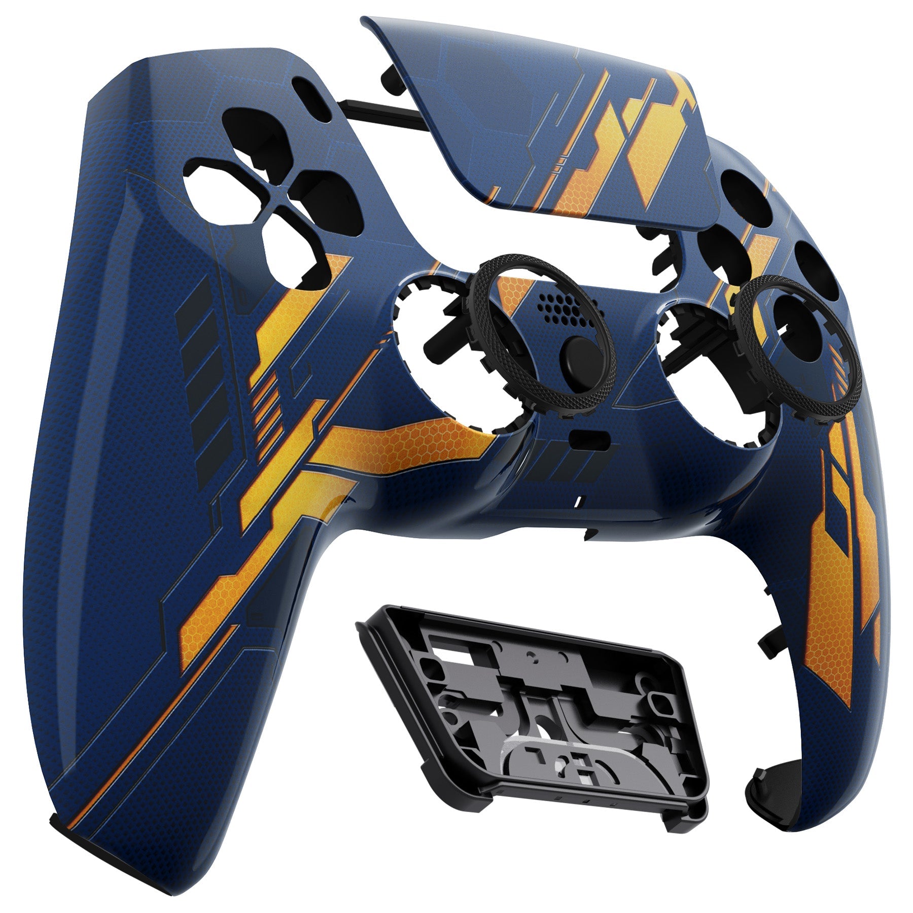 eXtremeRate LUNA Redesigned Replacement Front Shell with Touchpad Compatible with PS5 Controller BDM-010/020/030/040/050 - Glow in Dark Mecha - Orange eXtremeRate