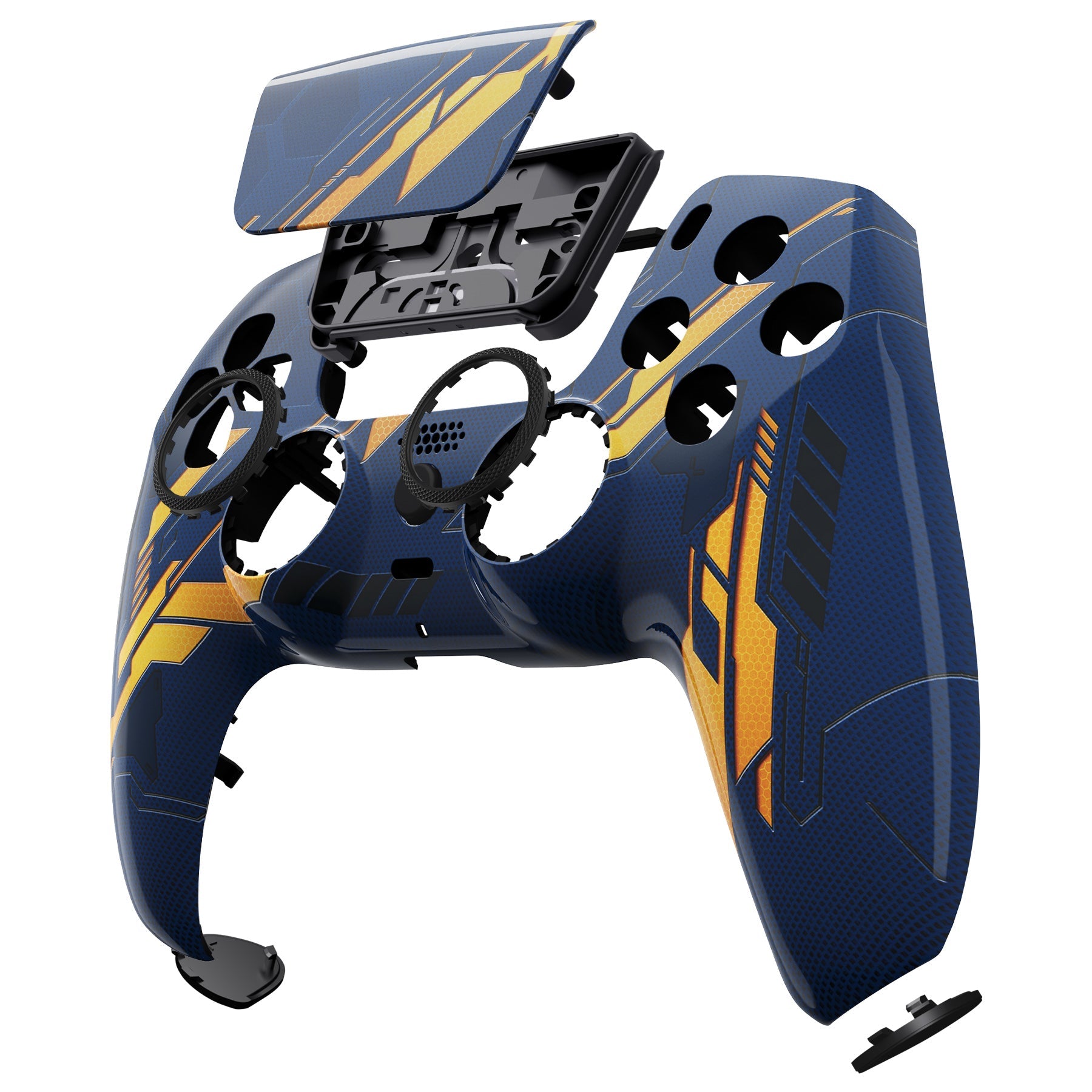 eXtremeRate LUNA Redesigned Replacement Front Shell with Touchpad Compatible with PS5 Controller BDM-010/020/030/040/050 - Glow in Dark Mecha - Orange eXtremeRate