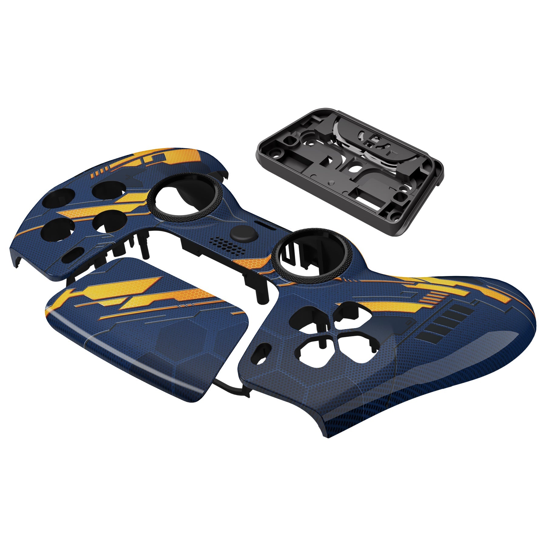 eXtremeRate LUNA Redesigned Replacement Front Shell with Touchpad Compatible with PS5 Controller BDM-010/020/030/040/050 - Glow in Dark Mecha - Orange eXtremeRate